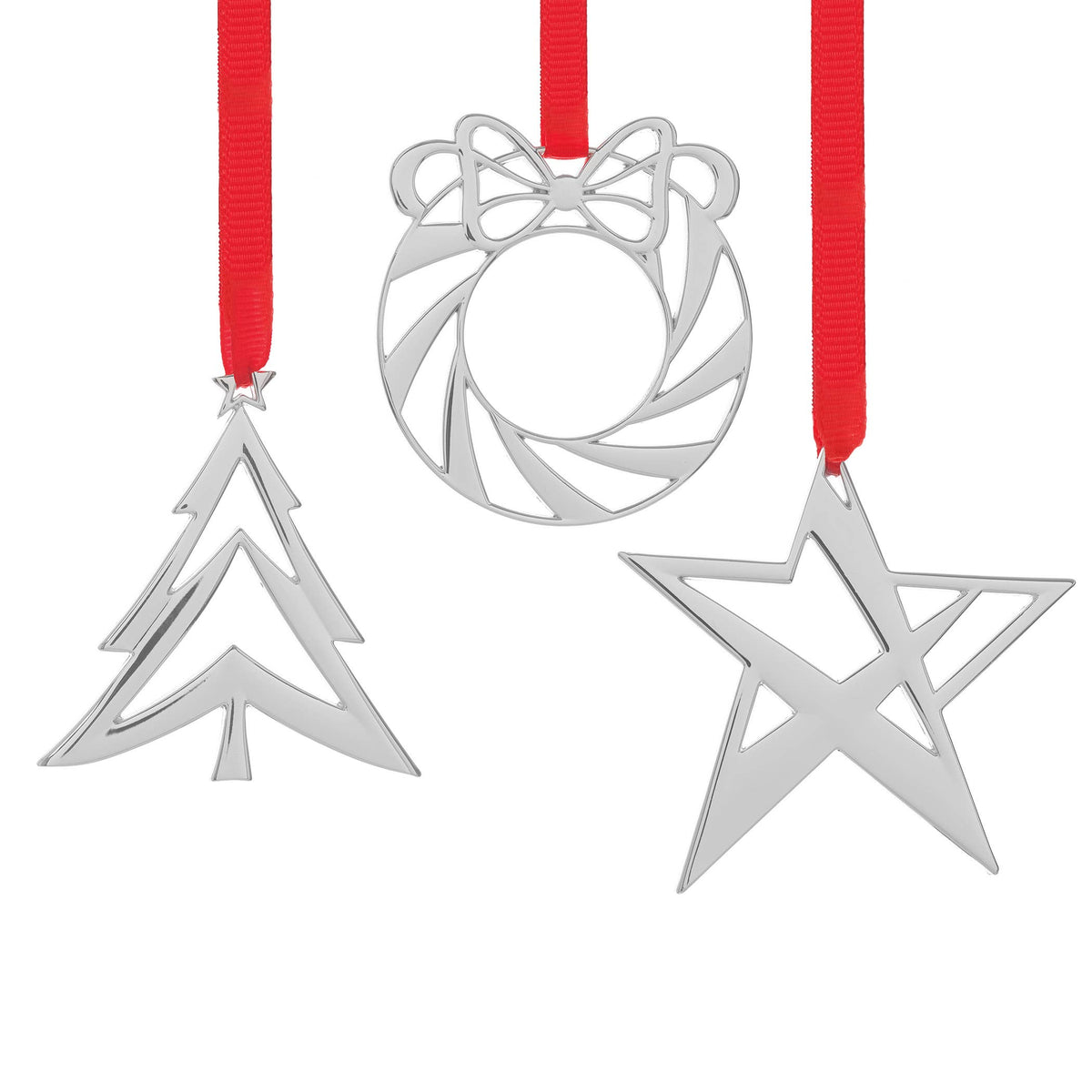 Nambe - Star, Wreath &Tree Orn Set