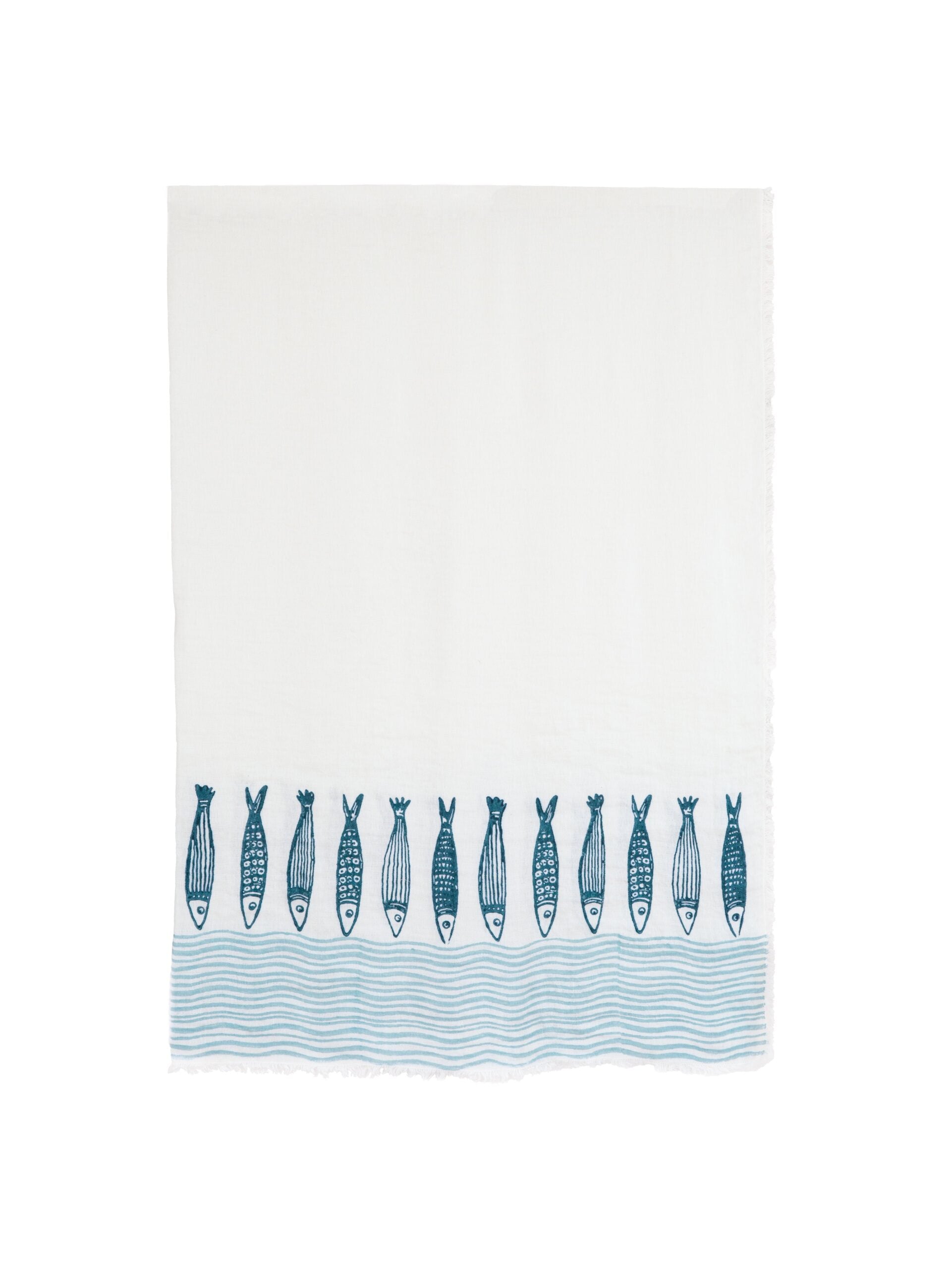 Bertozzi Panarea Fish & Wave Linen Throw 55 X 78