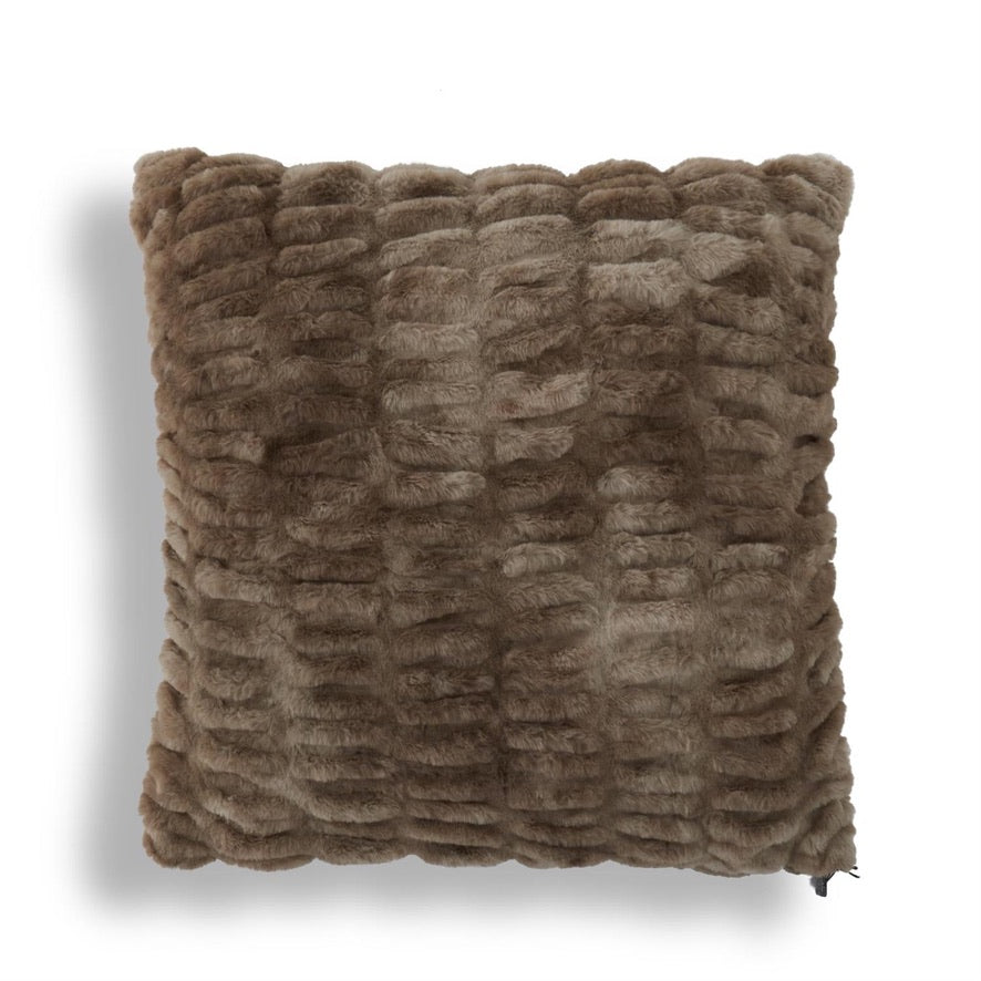 Brown Ribbed Faux Pillow 24"