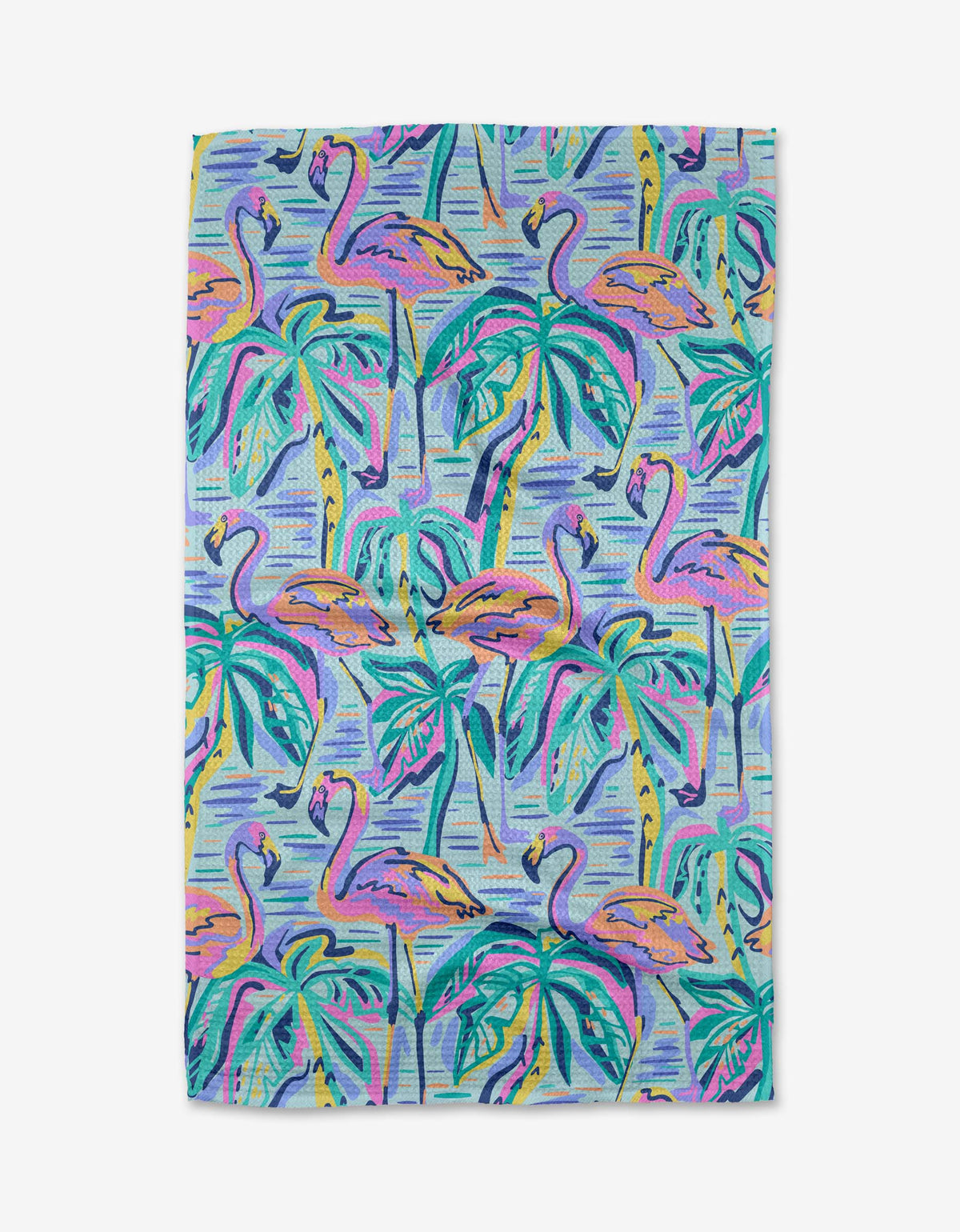 Geometry - Pink Flamingo Tea Towel
