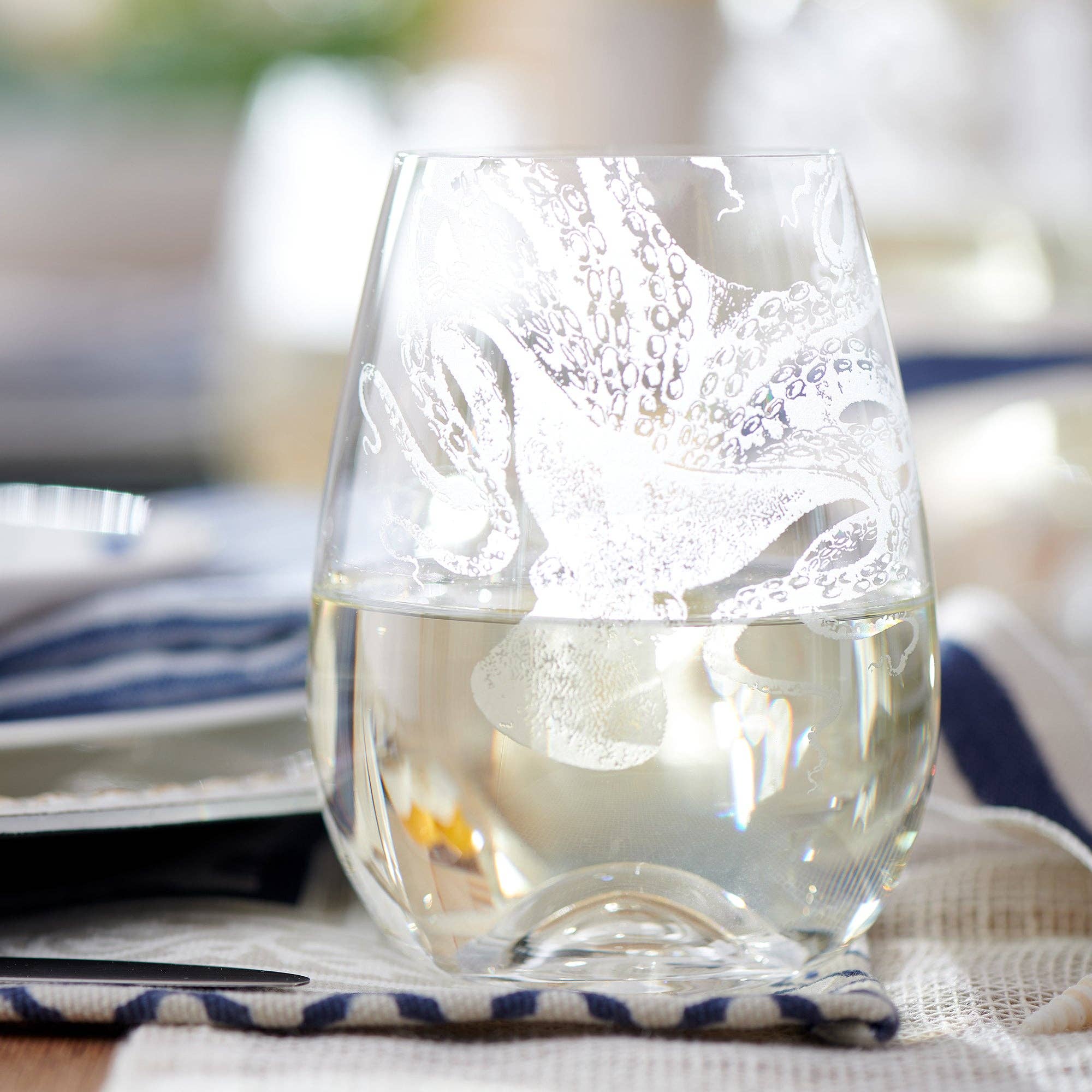 Caskata - Lucy the Octopus Stemless Wine Glasses, Set of 2