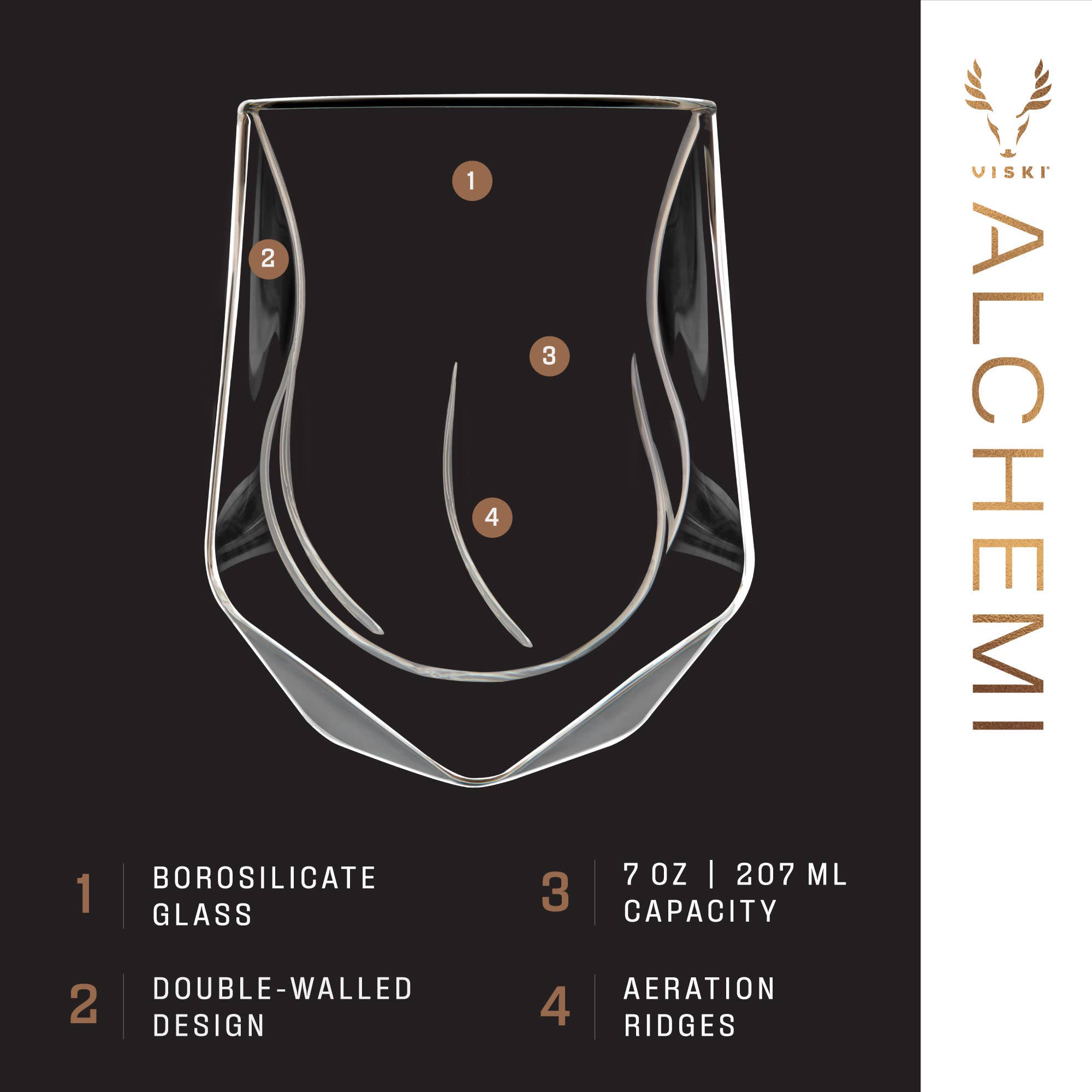 Viski - Alchemi™ Double Walled Aerating Tasting Glass Set of 2