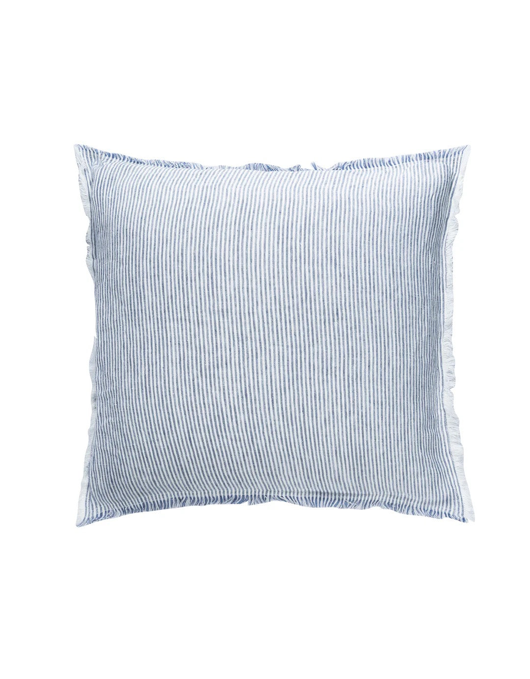 Blue Pinstripe Fringe Linen Pillow