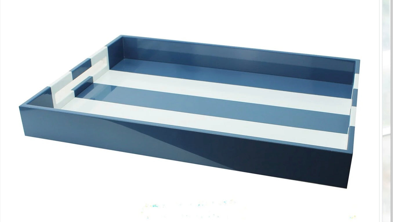 Addison Ross Large Lacquered Striped Ottoman Tray