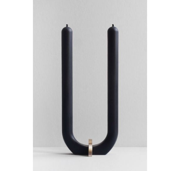 U Candle -n Black Beeswax with Brass Holder