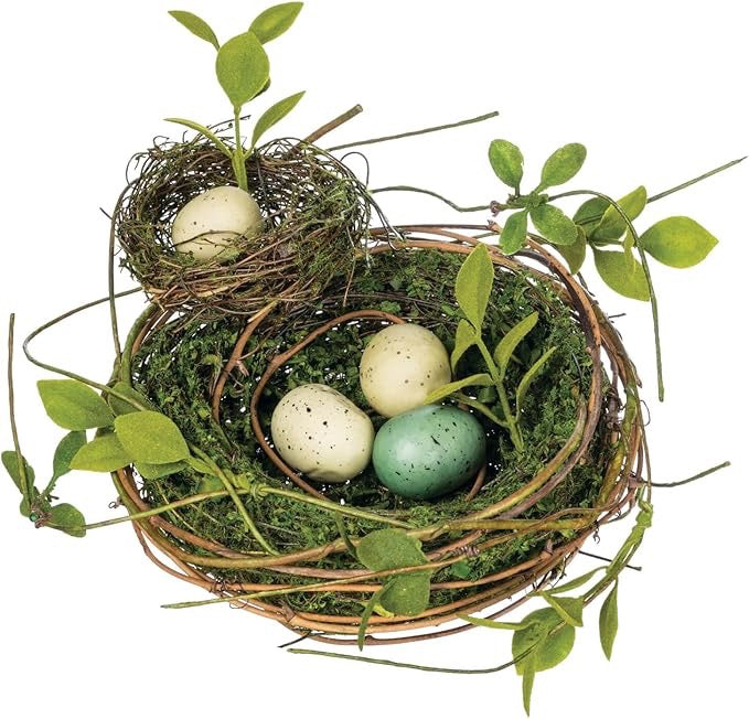 Fern & Double Birdnest with Egg 14"