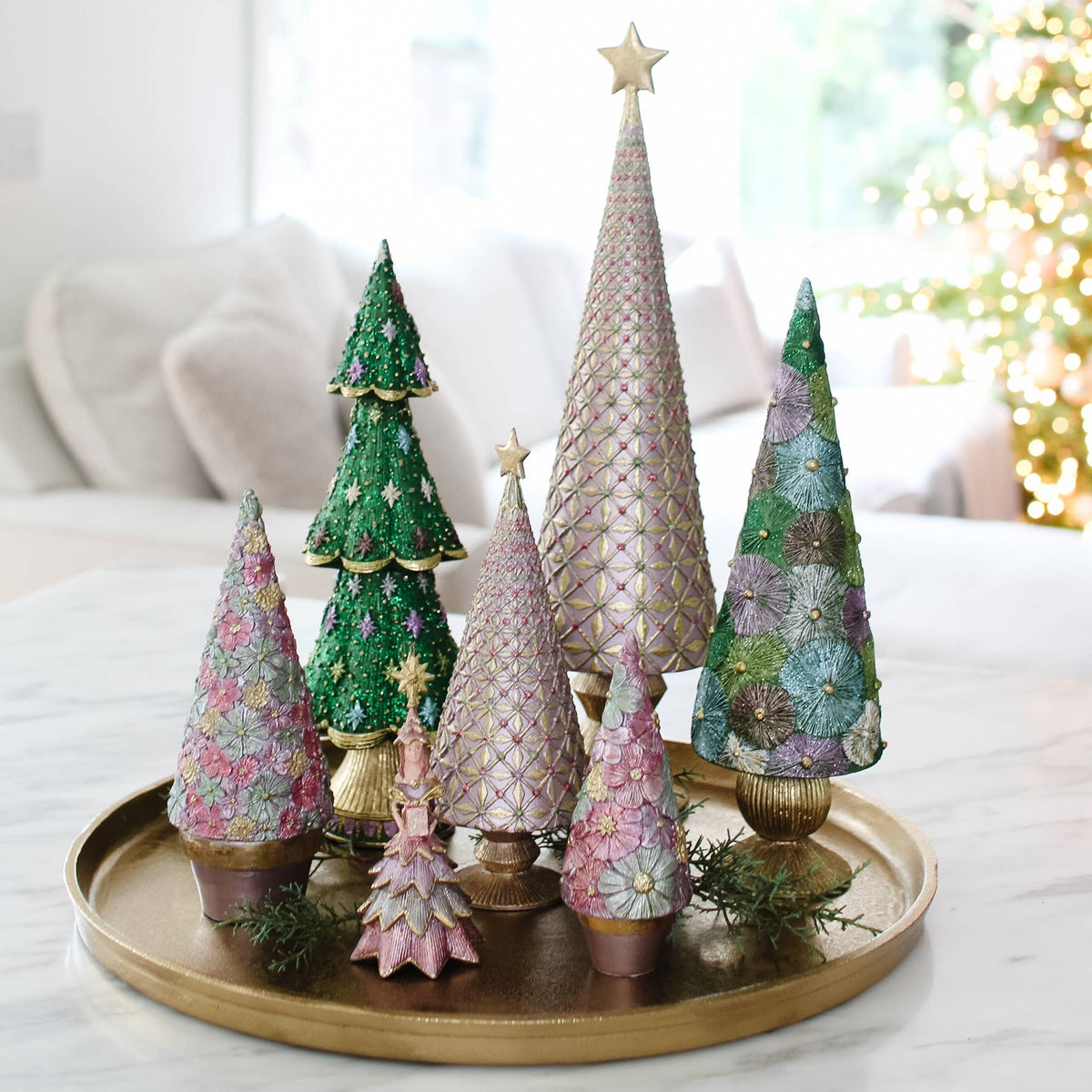 Dekorasyon Gifts  Decor - 13" Starlight Neo Cone Tree (Vetiver)