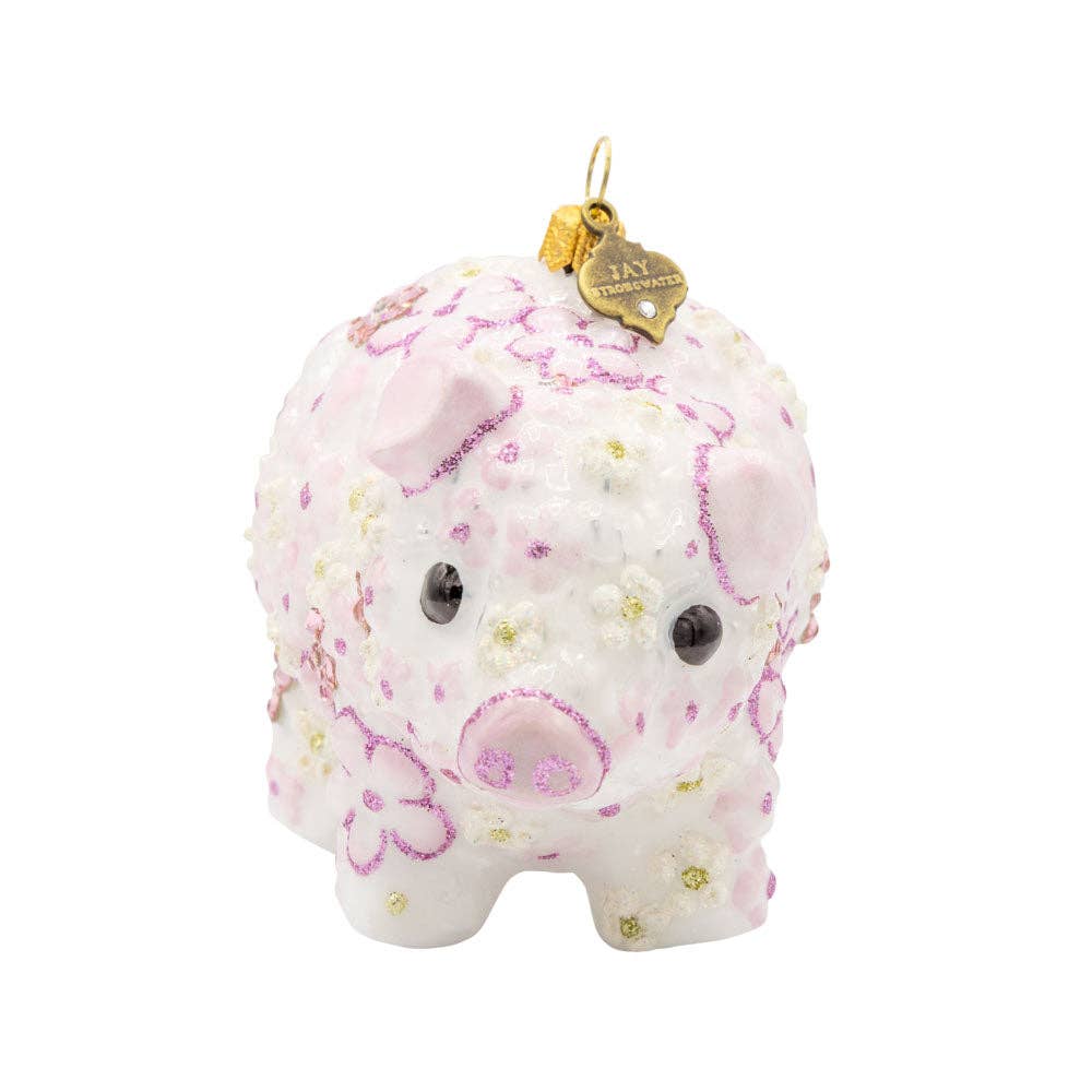 Jay Strongwater - Pink Floral Piggy Ornament