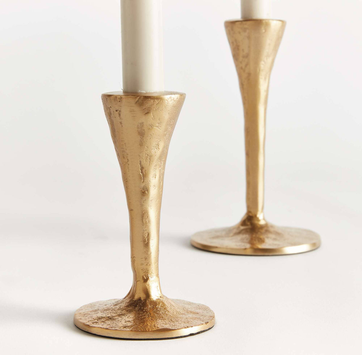 Napa Home & Garden - Noah Taper Holders, Set of 2 - Gold, Cast Aluminum Design