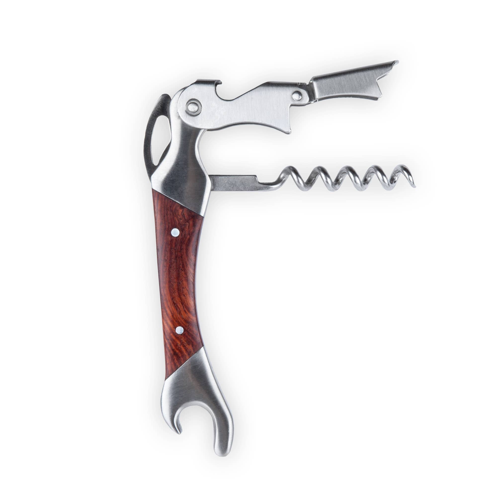 Viski - Admiral™ Rosewood DoubleHinged Corkscrew and Foil Cutter