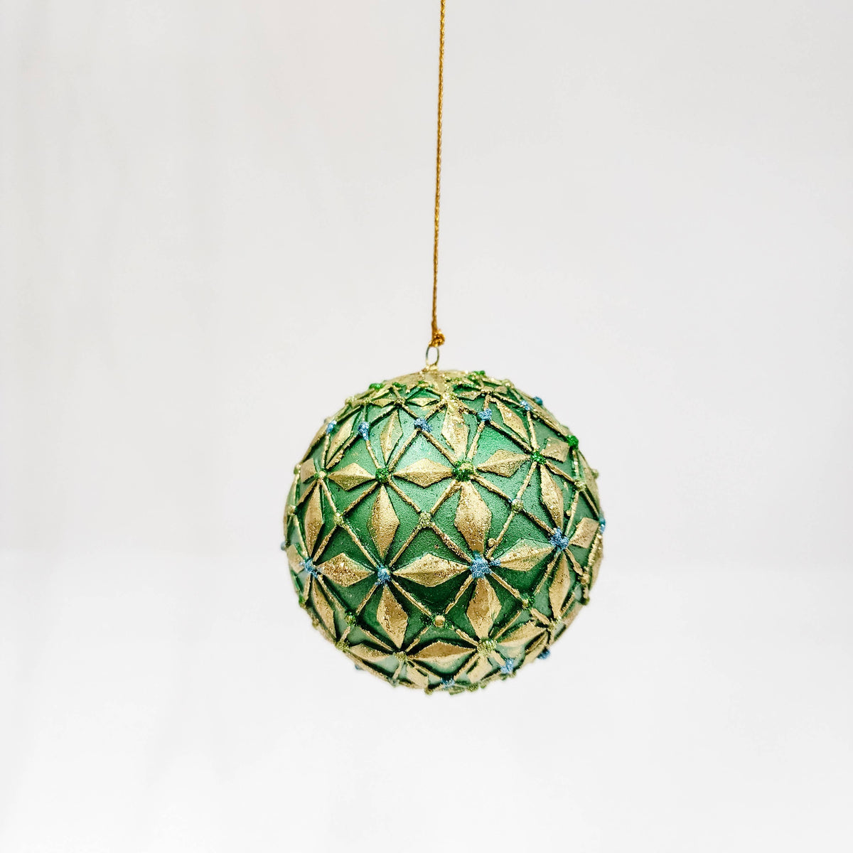 Dekorasyon Gifts  Decor - 3" Diamond Burst Ball Orn (Evergreen)