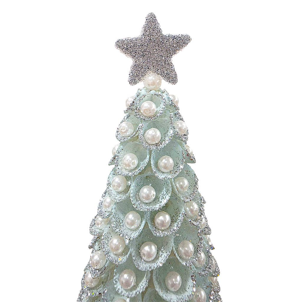 Dekorasyon Gifts  Decor - Clamrose Shell Cone Tree w/Pearls (Powder Blue)