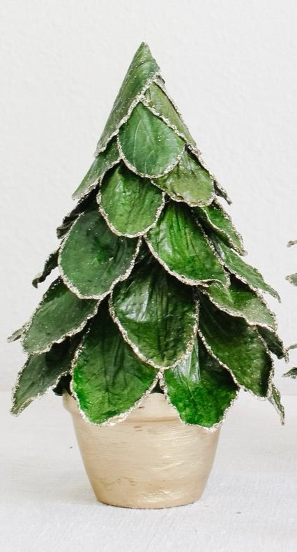 Potted Butterfly Leaf Cone Tree (Green/Gold)