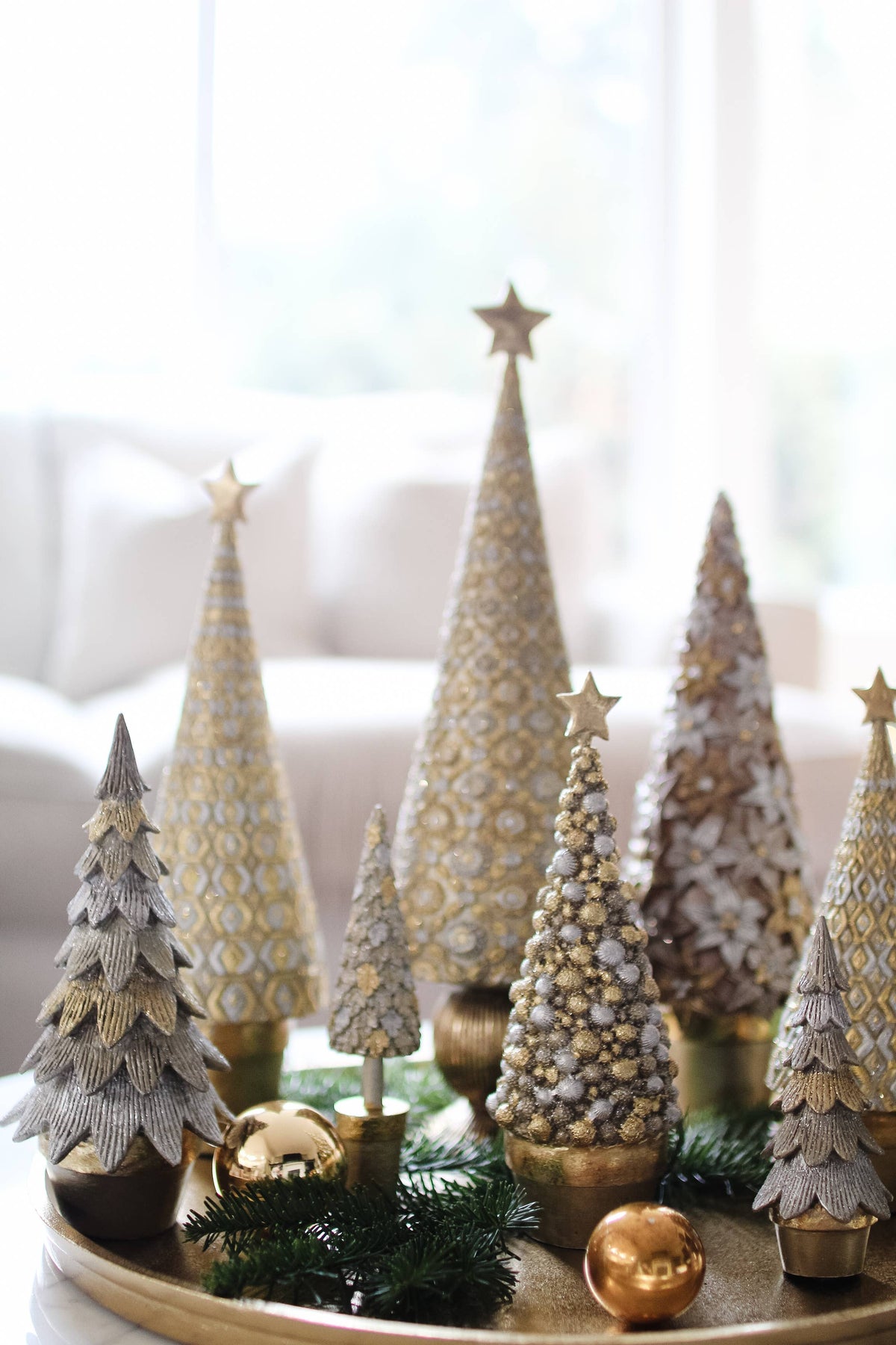 Dekorasyon Gifts  Decor - 17" Amalfi Cone Tree (Dark Champagne)