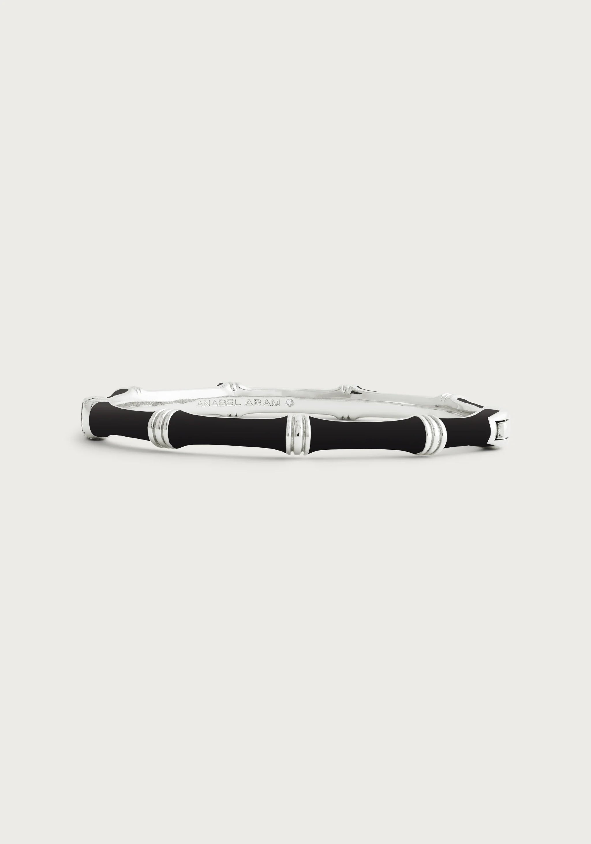 Anabel Aram Bamboo Enameled Hinged Bangle Silver (Multiple Colors)