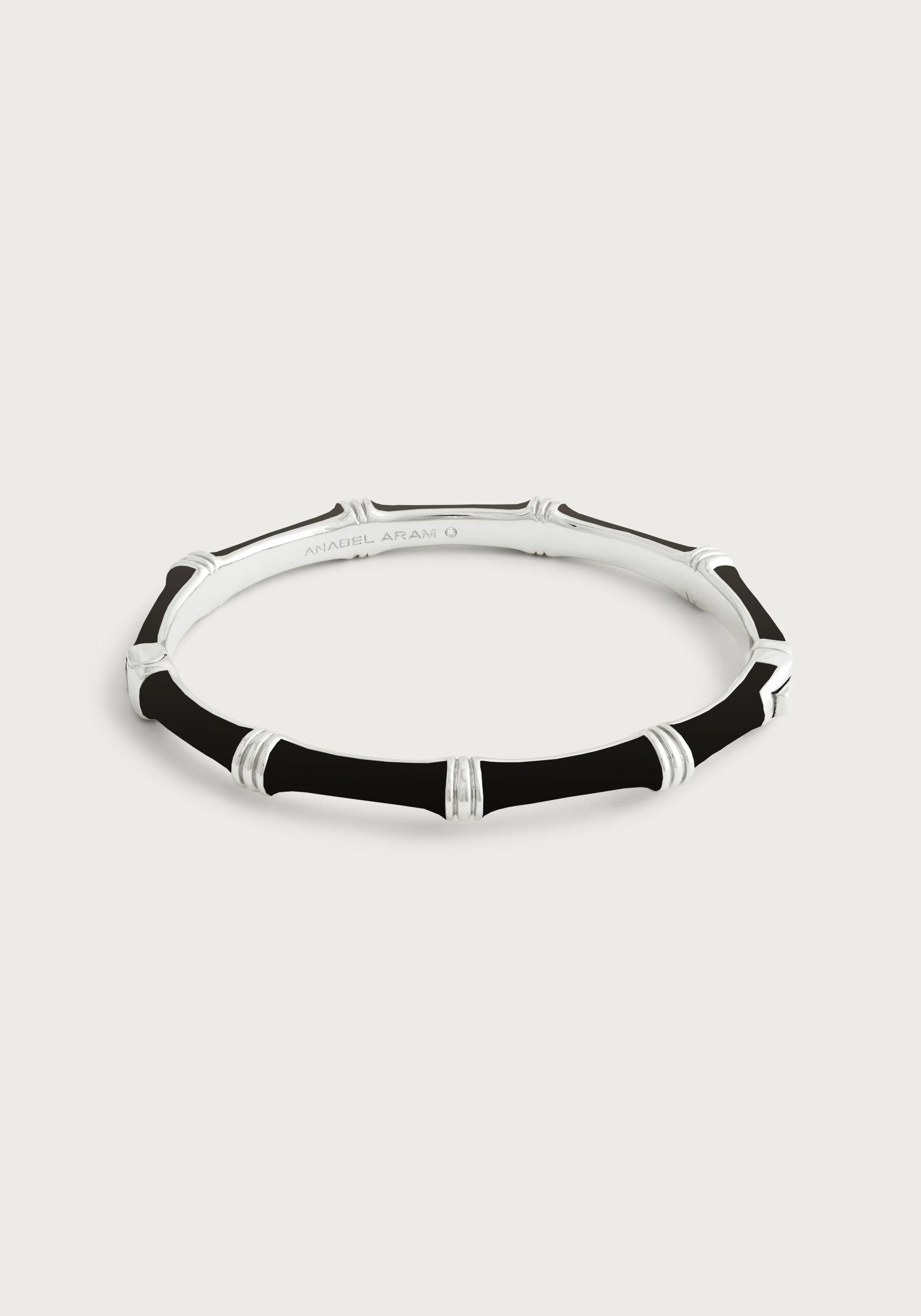Anabel Aram Bamboo Enameled Hinged Bangle Silver (Multiple Colors)