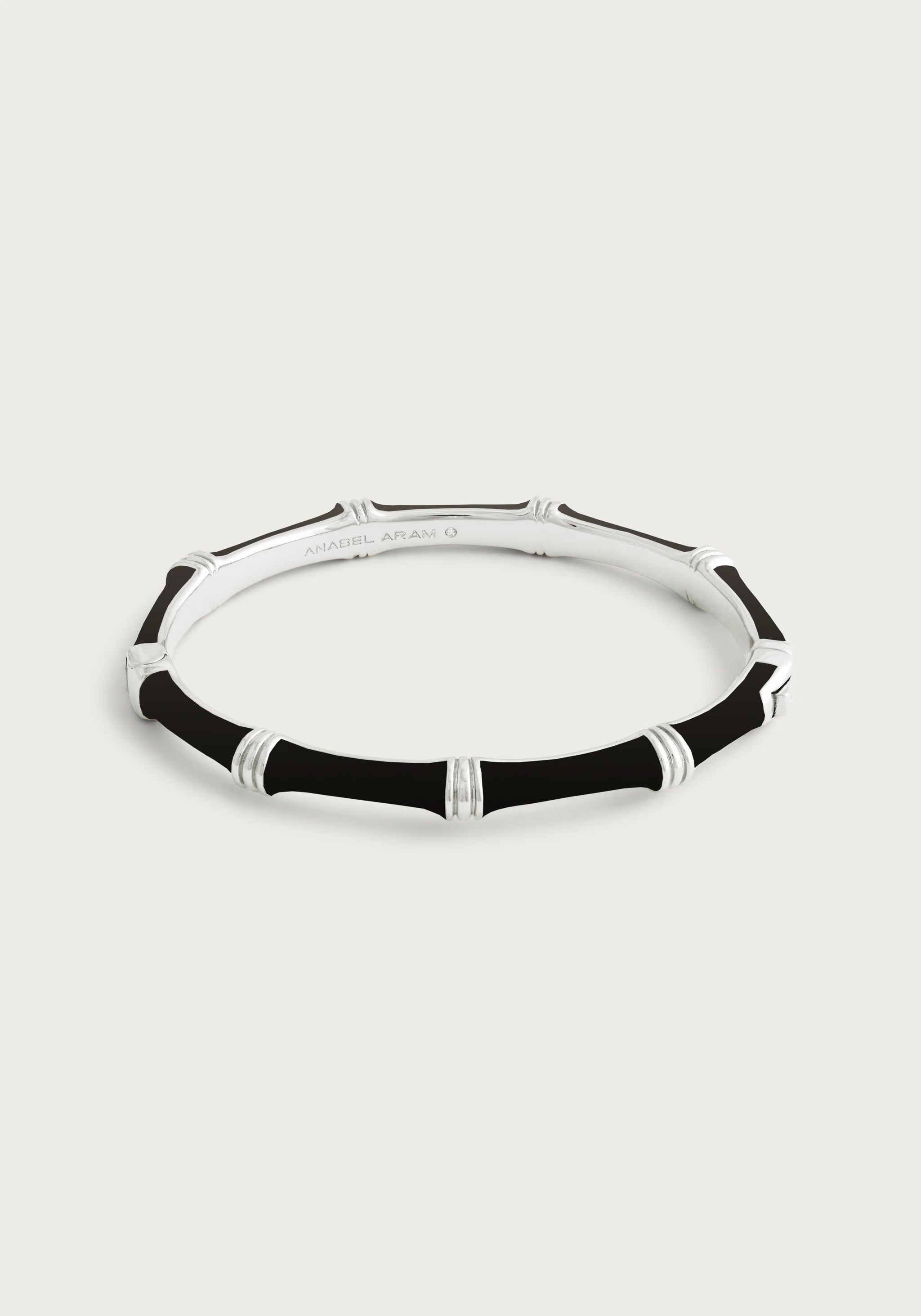 Anabel Aram Bamboo Enameled Hinged Bangle Silver (Multiple Colors)