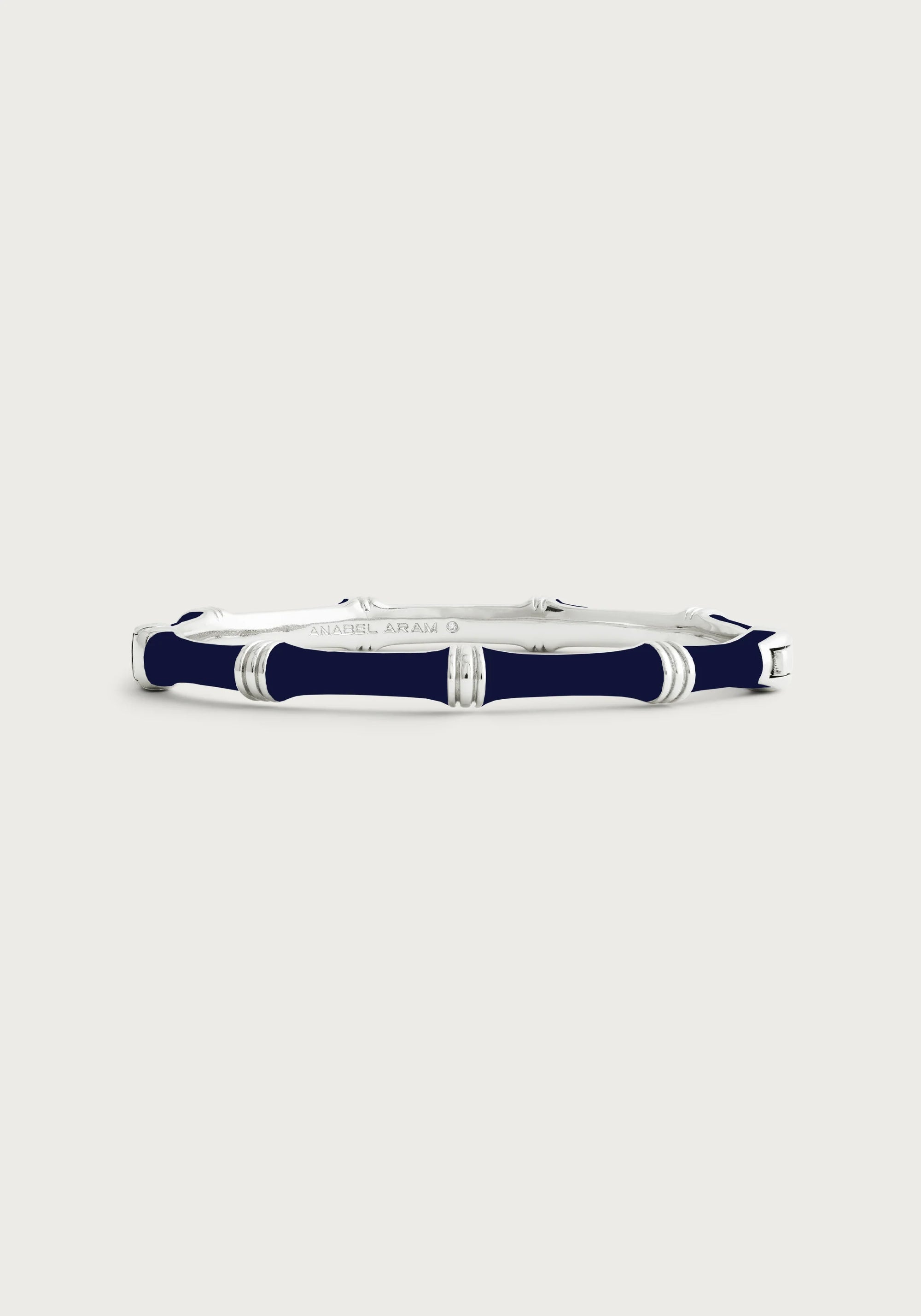 Anabel Aram Bamboo Enameled Hinged Bangle Silver (Multiple Colors)
