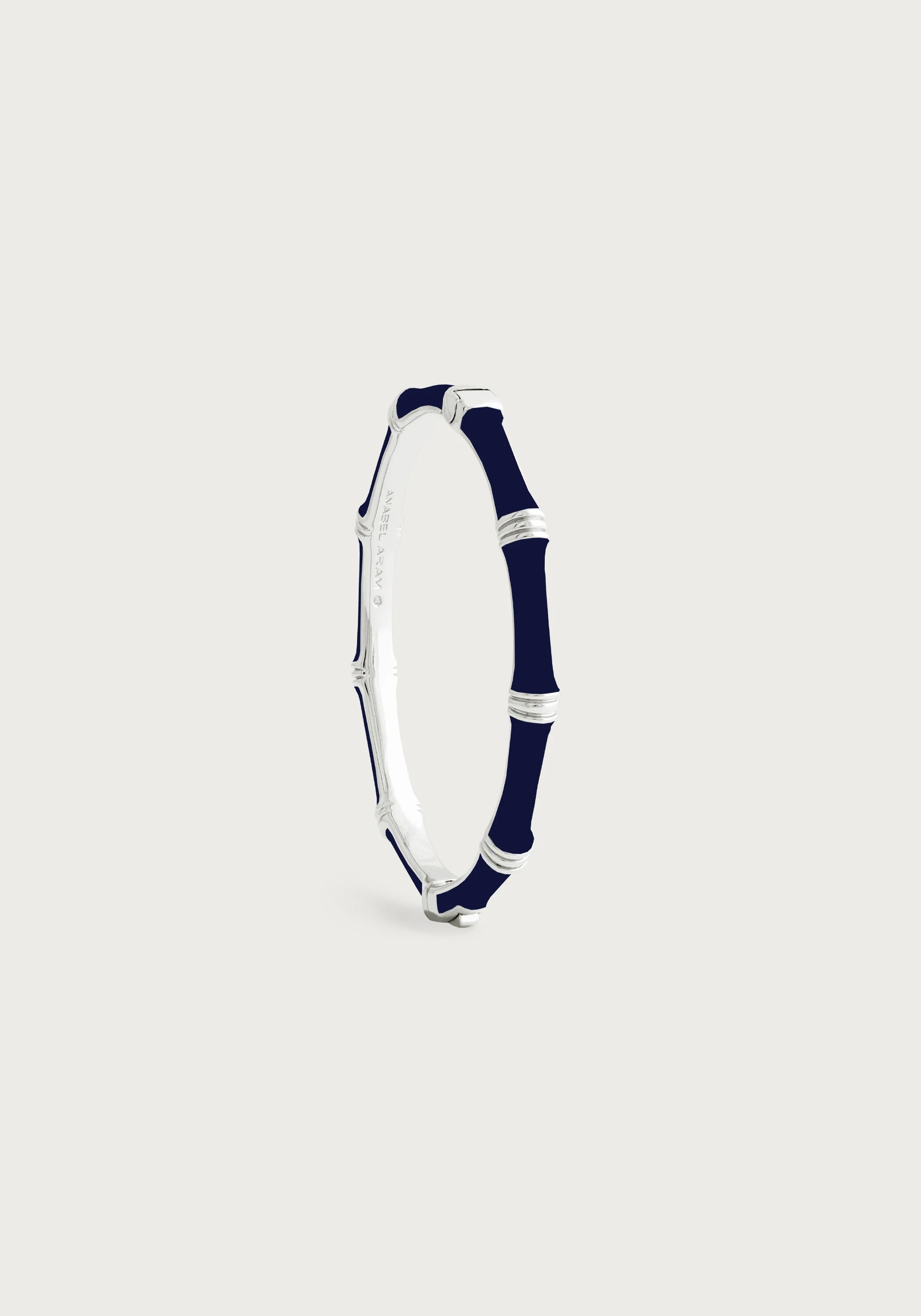 Anabel Aram Bamboo Enameled Hinged Bangle Silver (Multiple Colors)
