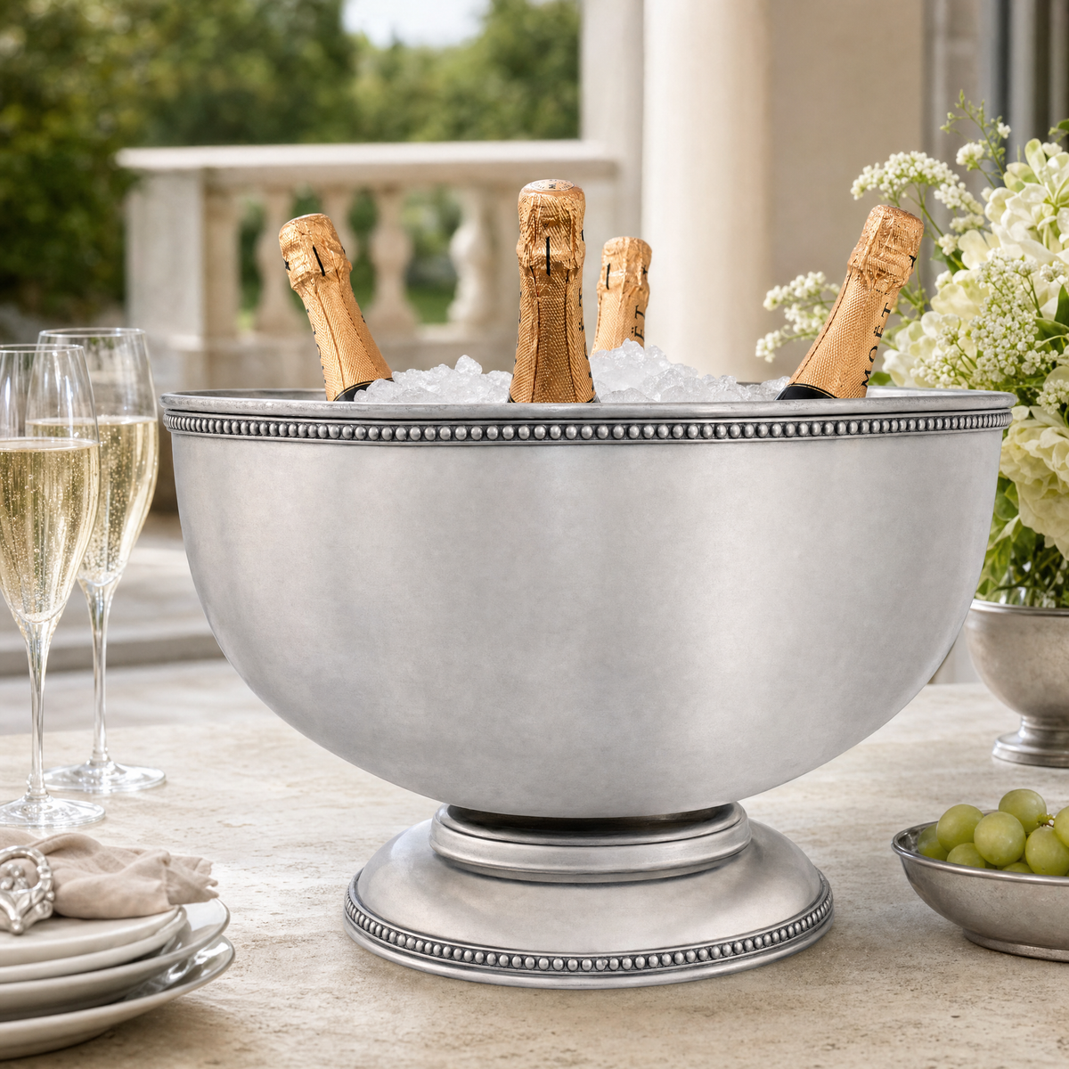 Vagabond House - Pewter Medici Bead Ice Tub/Punch Bowl