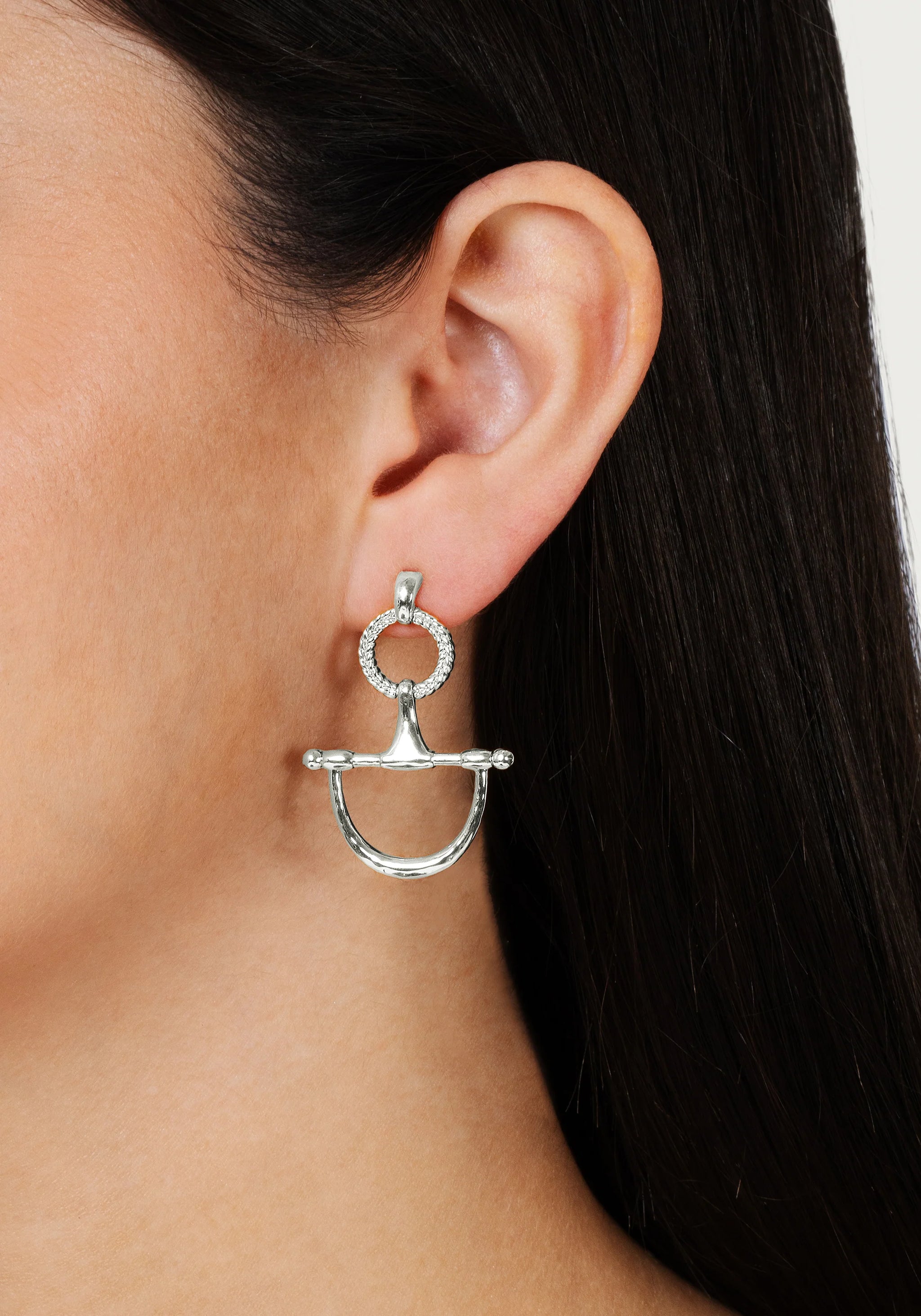 Anabel Aram Cheval Bit Drop Earrings (Silver)