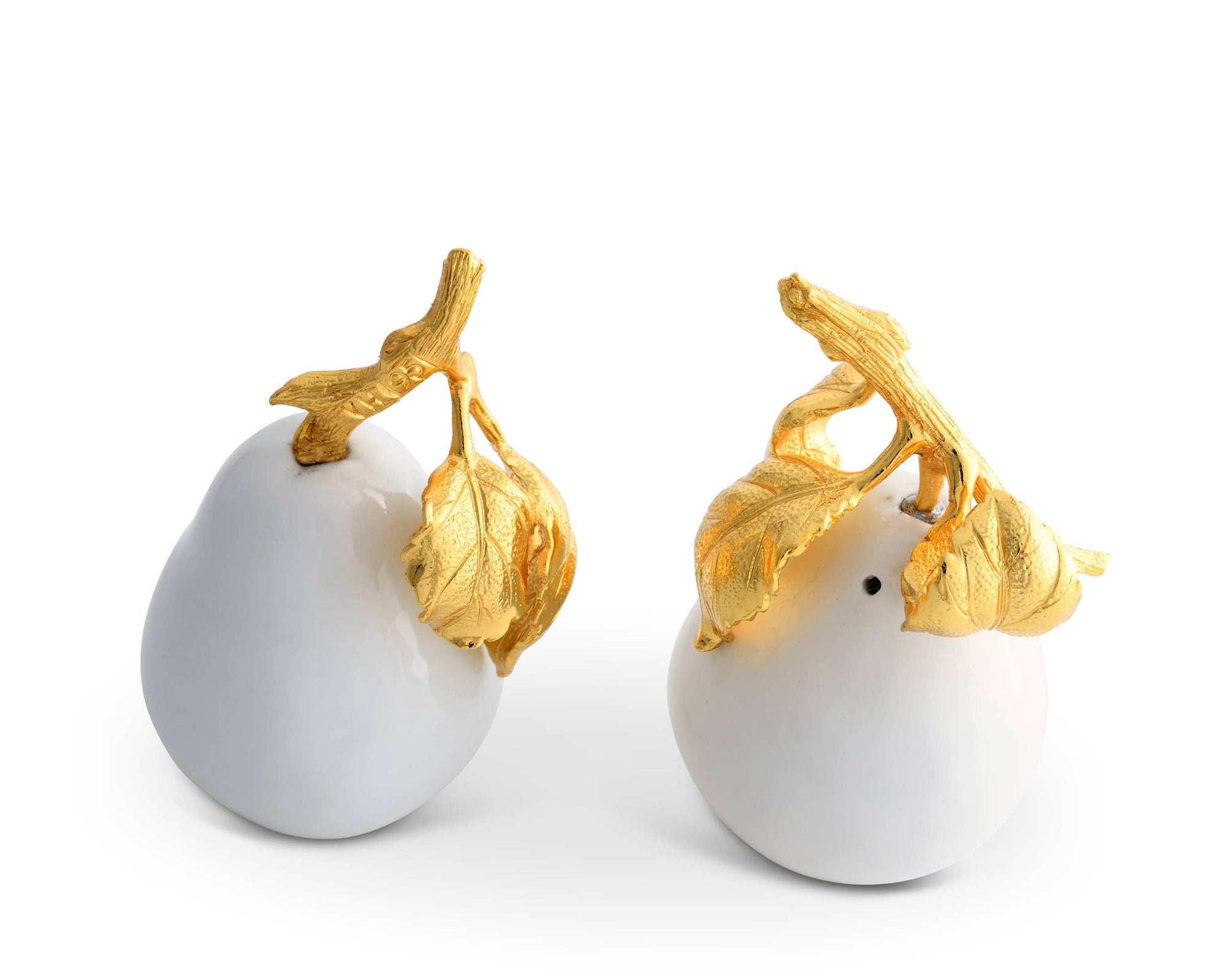 Vagabond House - Porcelain Pear Salt and Pepper with Gold Leaf