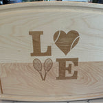 Arched Artisan Maple Board | Tennis LOVE | 12 x 9"