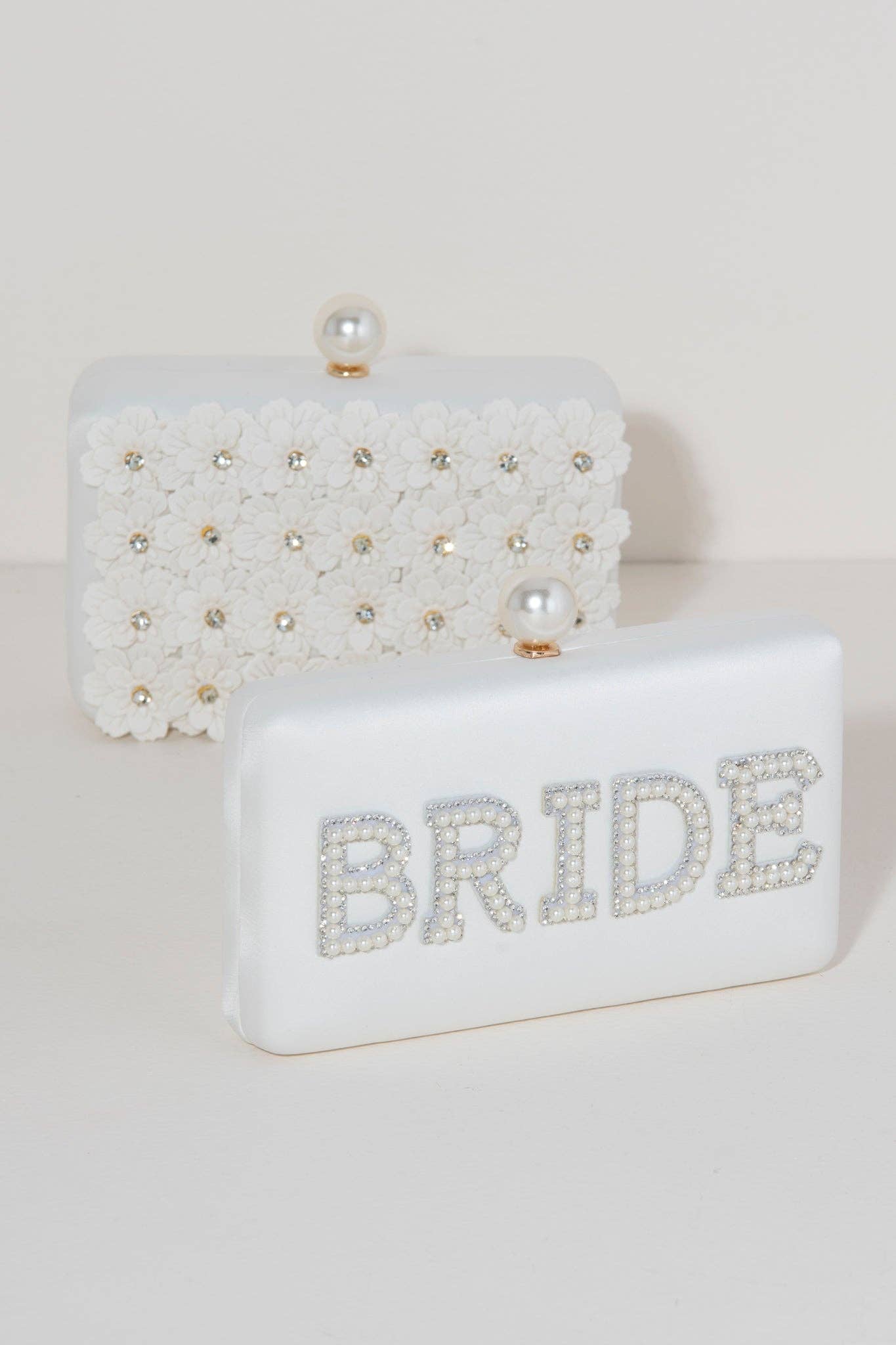 "BRIDE" Pearl Minaudiere in Ivory