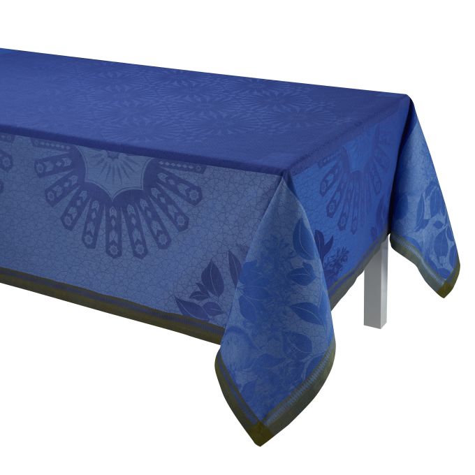 Le Jacquard Francais Jardin D'Orient Blue Tablecloth 69" X 69"