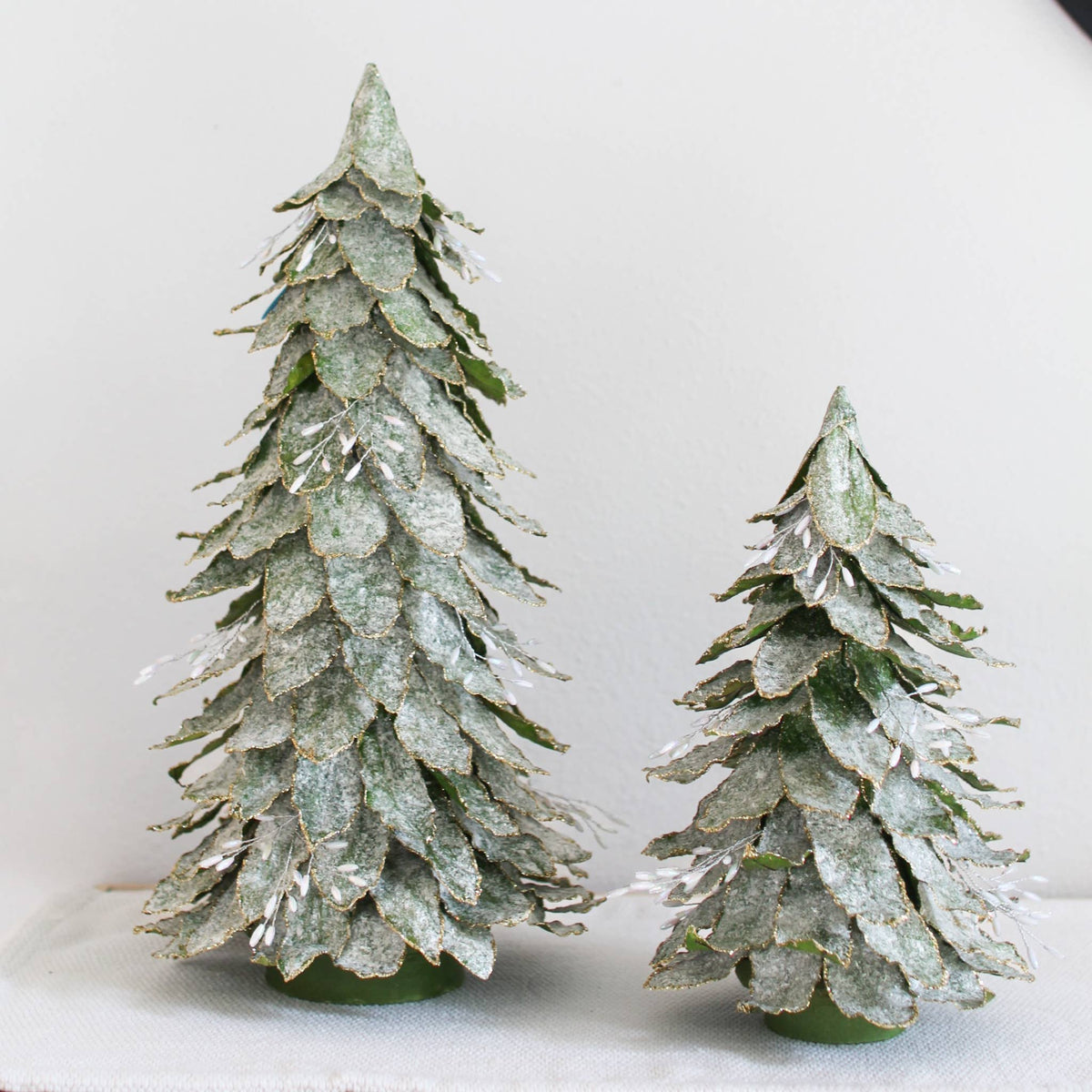 Dekorasyon Gifts  Decor - Flocked Leaf Jewel Tree (Green White Wash)