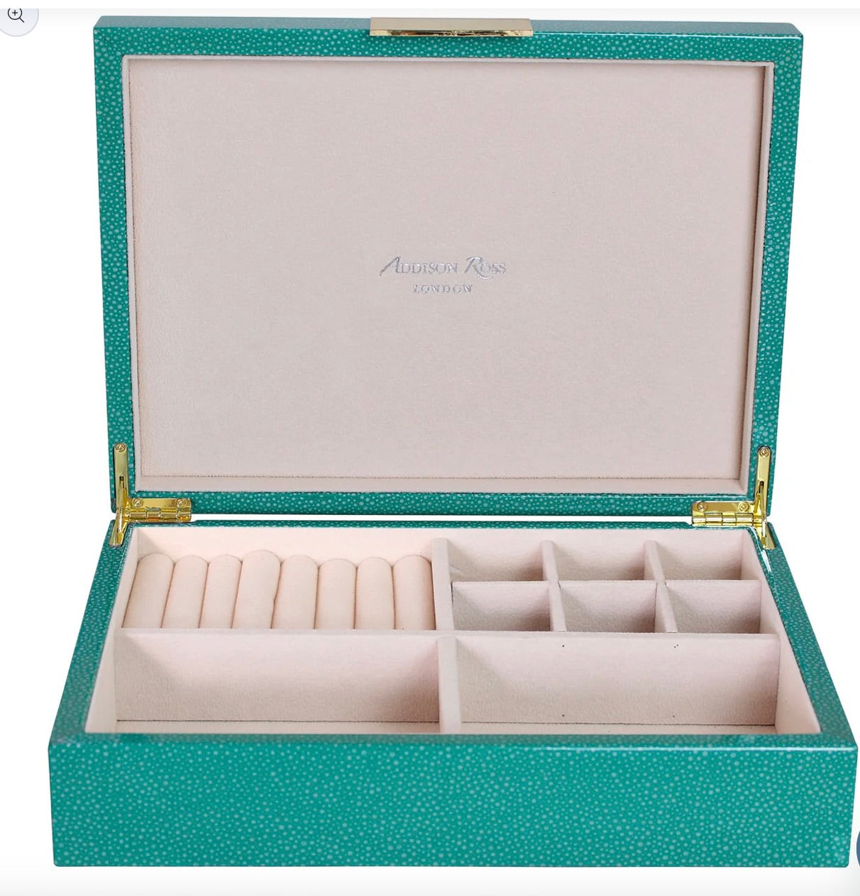 Addison Ross Green Shagreen Jewelry Box - Gold Trim