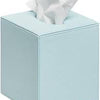 Light Blue Faux Leather Tissue Box Holder