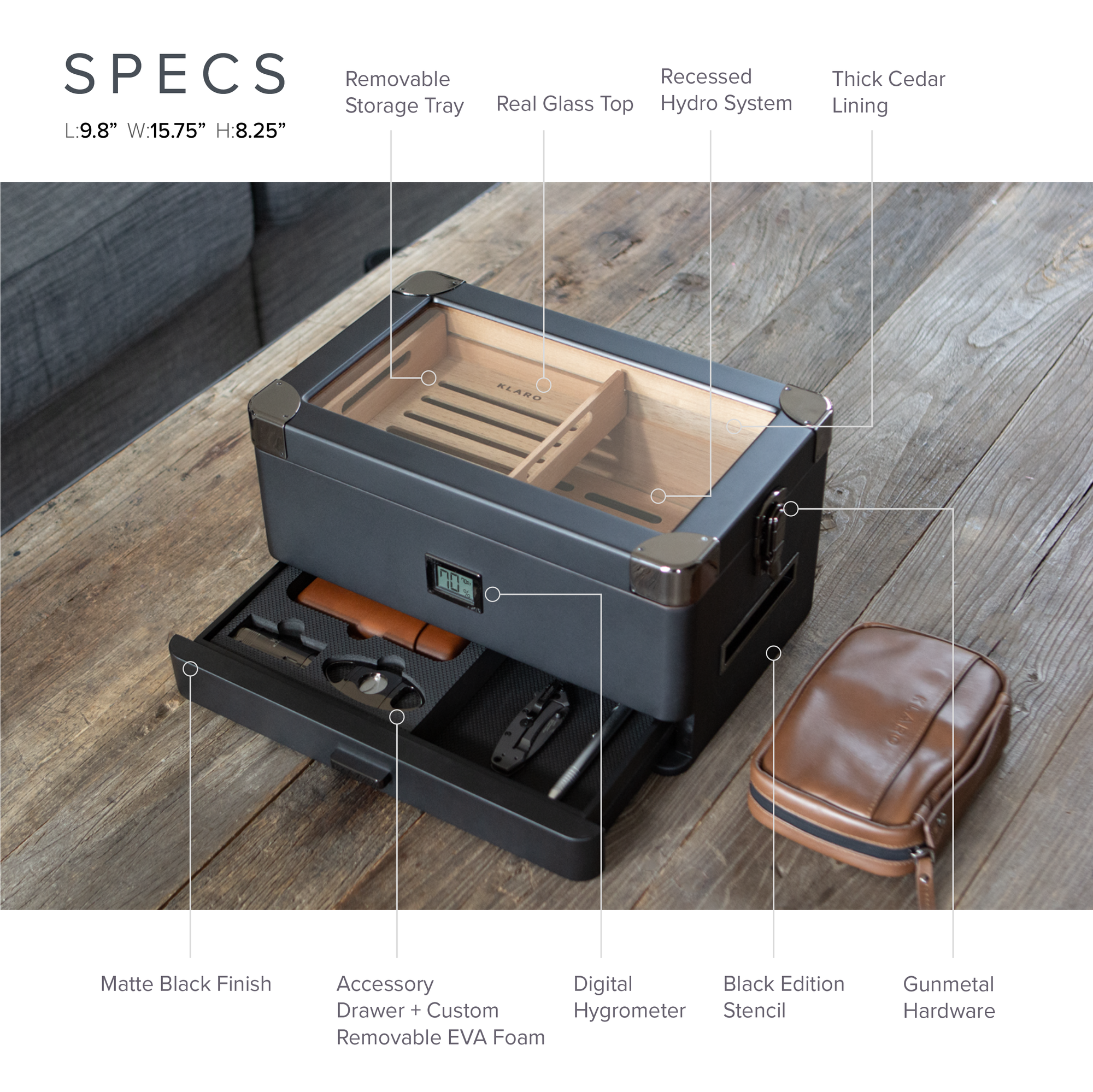 Case Elegance - Black Edition Military Humidor