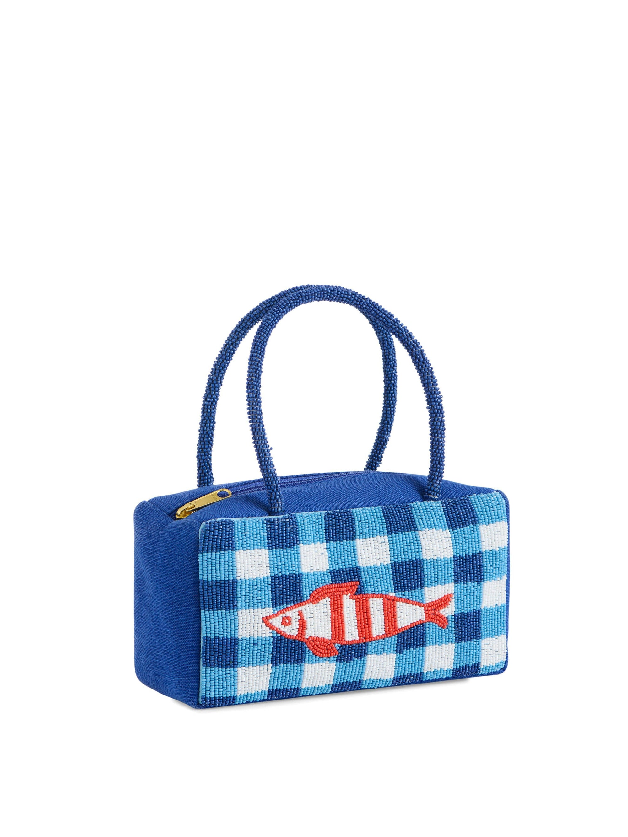 Beaded Fish Mini Bag, Blue