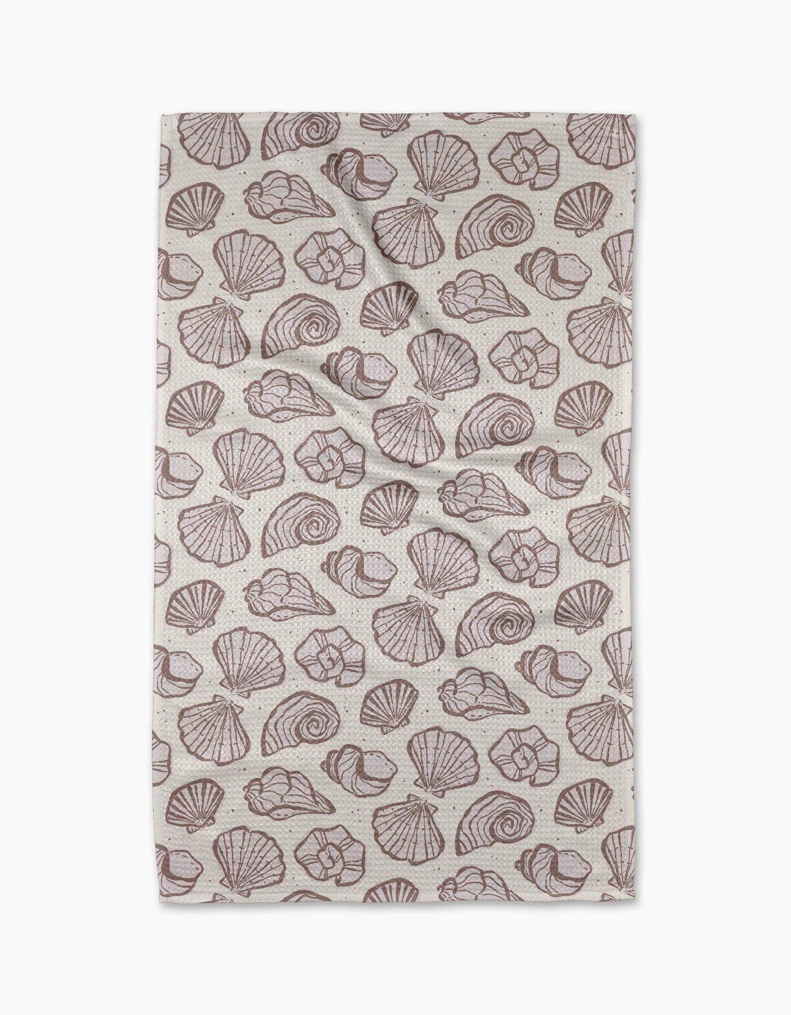 Geometry - Retro Coastal Seashells in Neutral Tea Towel