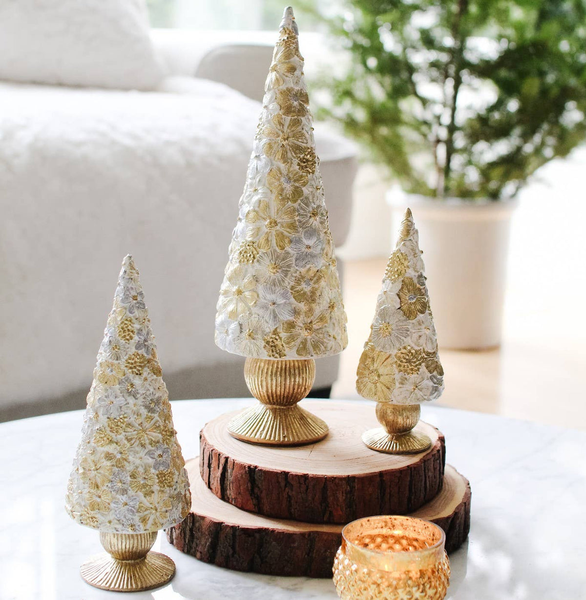 Dekorasyon Gifts  Decor - Frangipani Cone Tree (Ivory)