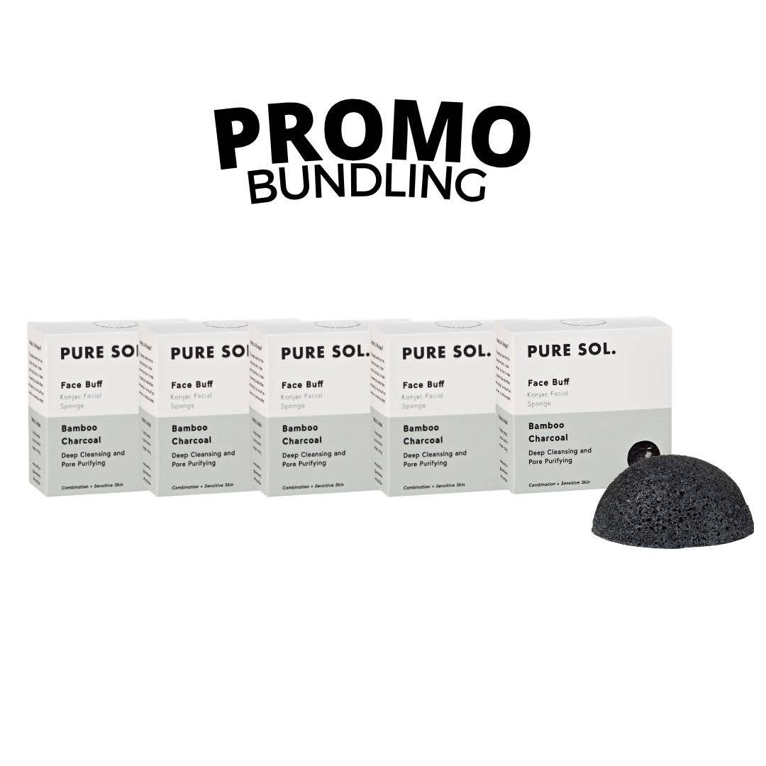 Face Buff Charcoal Facial Konjac Sponge - (Sold Individually)