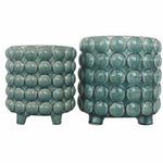 Footed Planter W Bubbles Set of 2