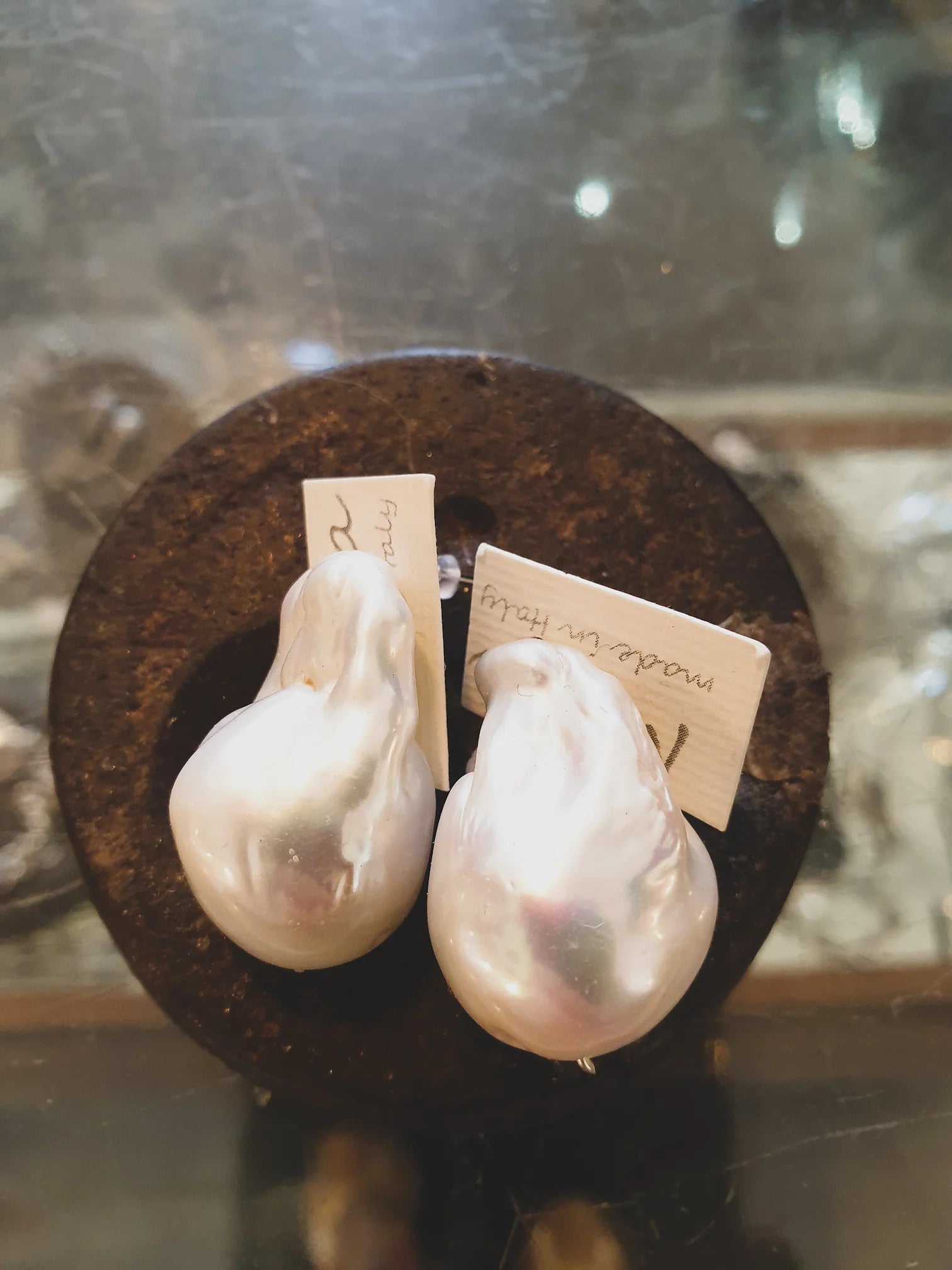 MELA Baroque White Pearl Stud Earrings