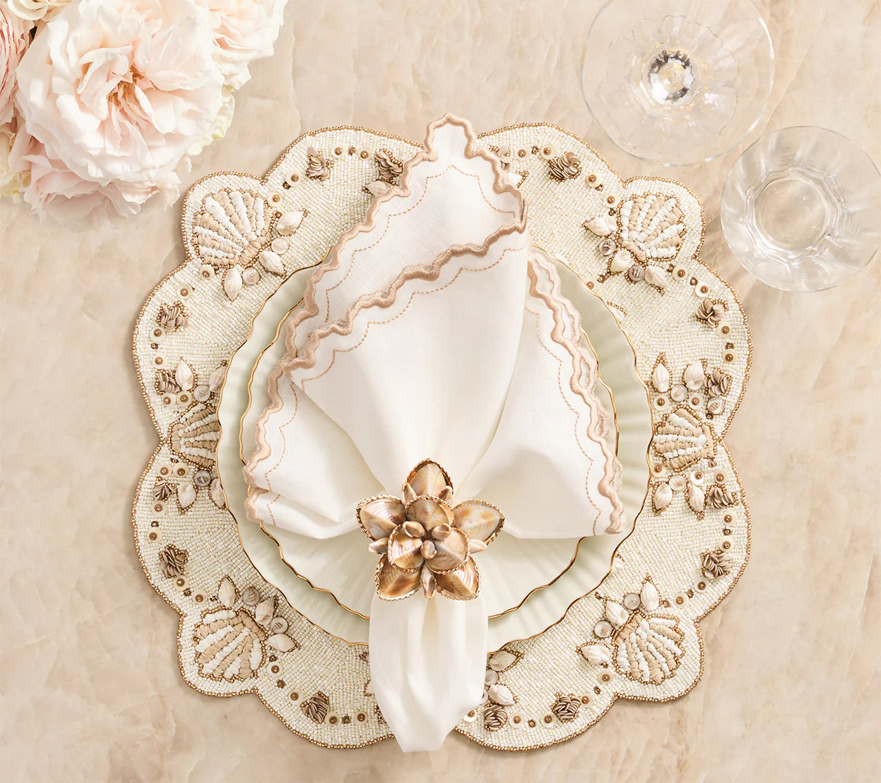 Kim Seybert Beachcomber Napkin Ring in Natural, S/4
