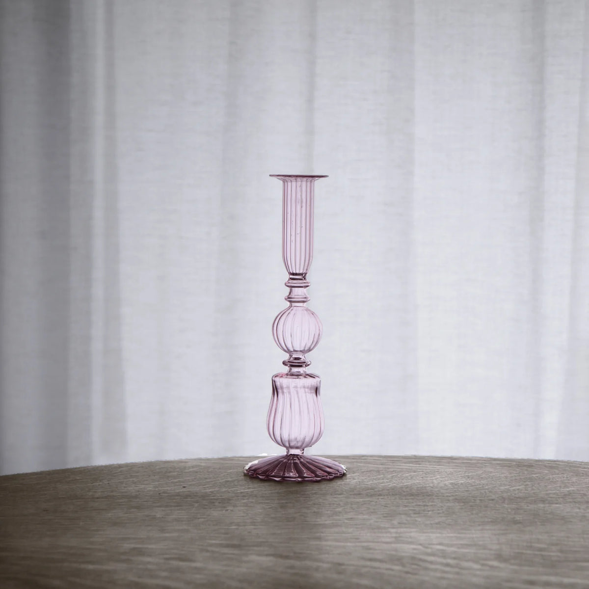 Glass Cambridge Sophia 9" Candlestick Holder (Light Pink)