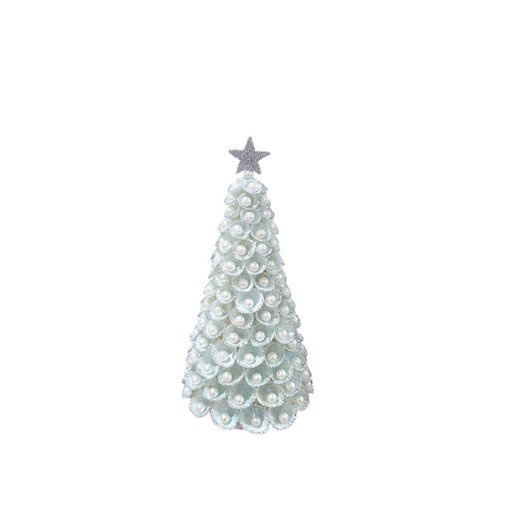 Dekorasyon Gifts  Decor - Clamrose Shell Cone Tree w/Pearls (Powder Blue)