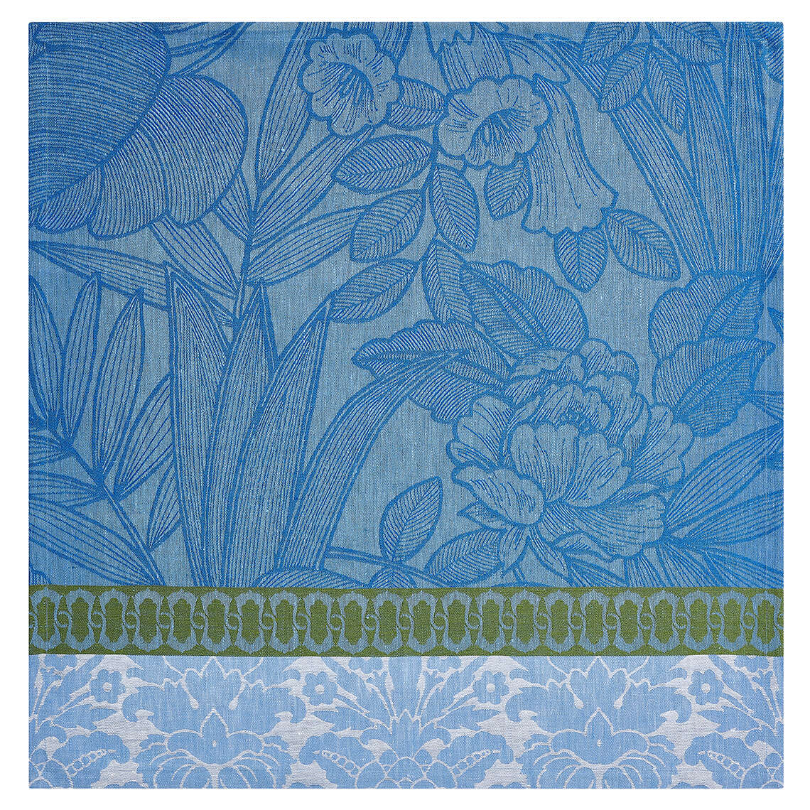Le Jacquard Francais Escapade Tropical Blue Tablecloth 69in x 69in