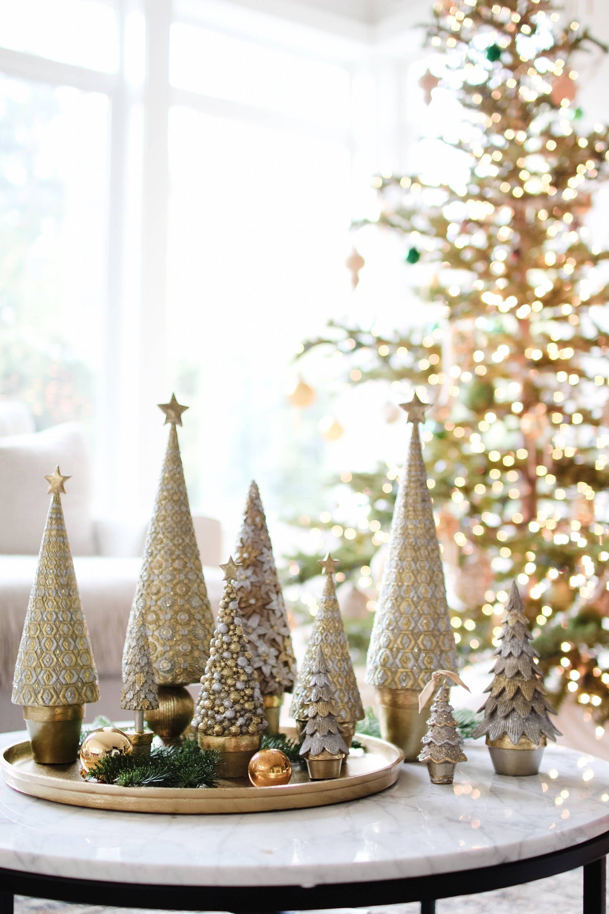Dekorasyon Gifts  Decor - 17" Amalfi Cone Tree (Dark Champagne)