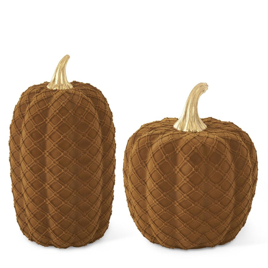 Brown Velvet Flocked Pumpkins (2 Sizes)