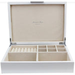 Addison Ross White Jewelry Box: Silver Trim