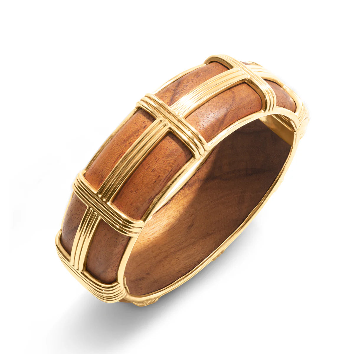 Capucine De Wulf Gaia Hinged Bangle ~ Gold/Teak