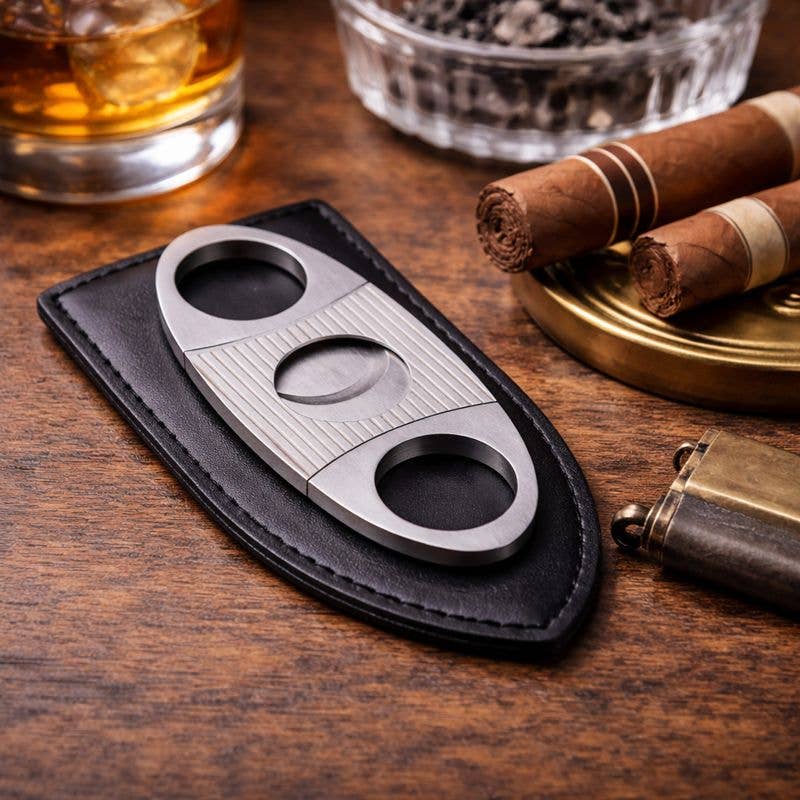 BeyBerk International - Heritage Stainless Steel Guillotine Cigar Cutter with Pouch