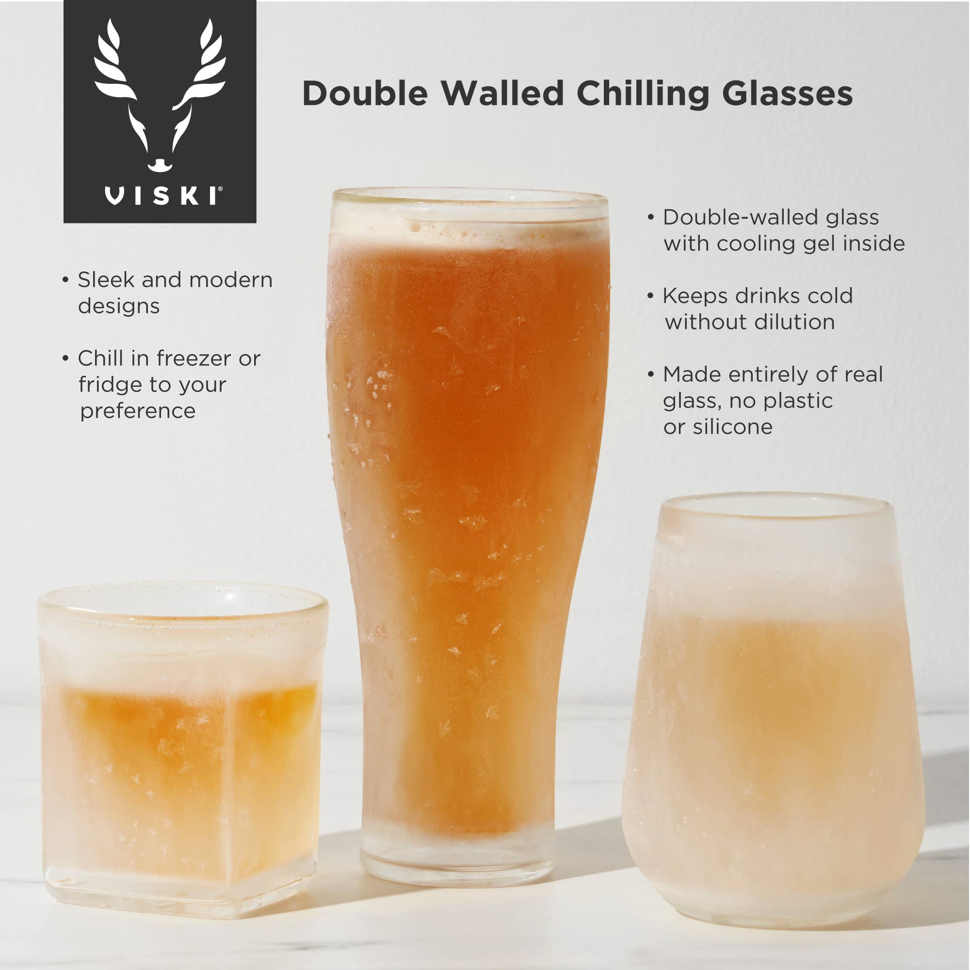Viski - Glacier™ Double Walled Chilling Whiskey Glass w Cooling Gel