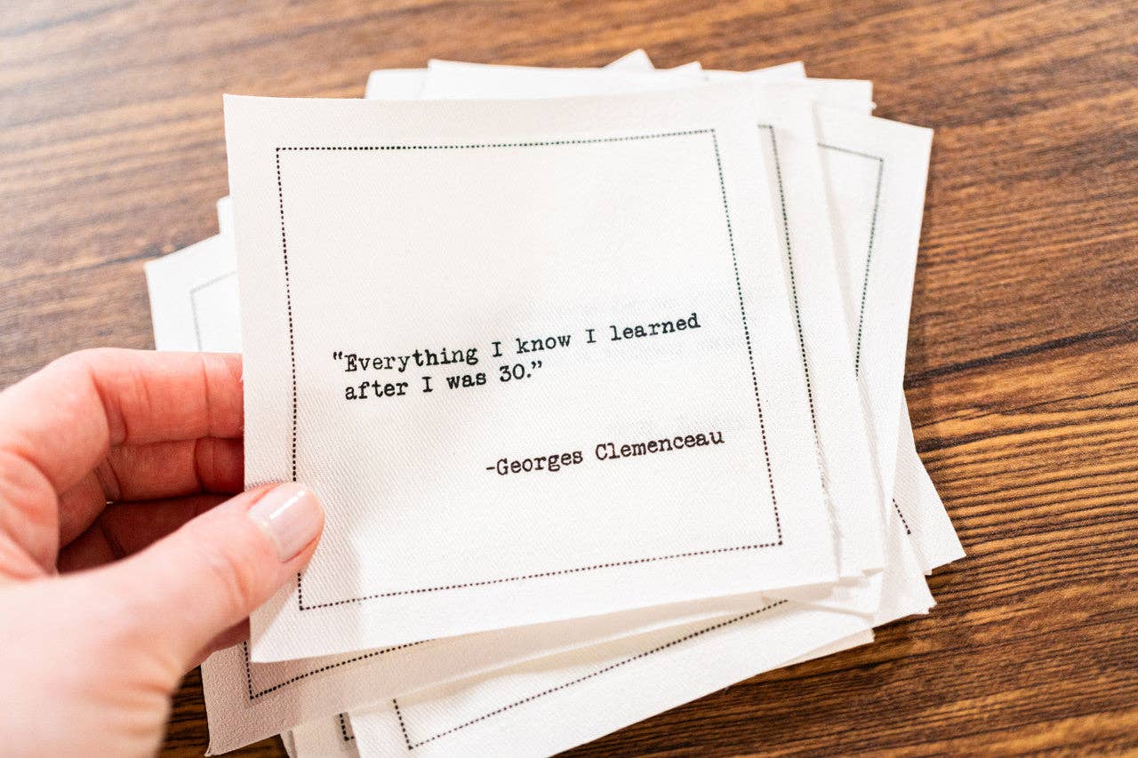 Five Star Napkins Inc. - 30th Birthday Quotes - White Cotton Cocktail Napkins 50x